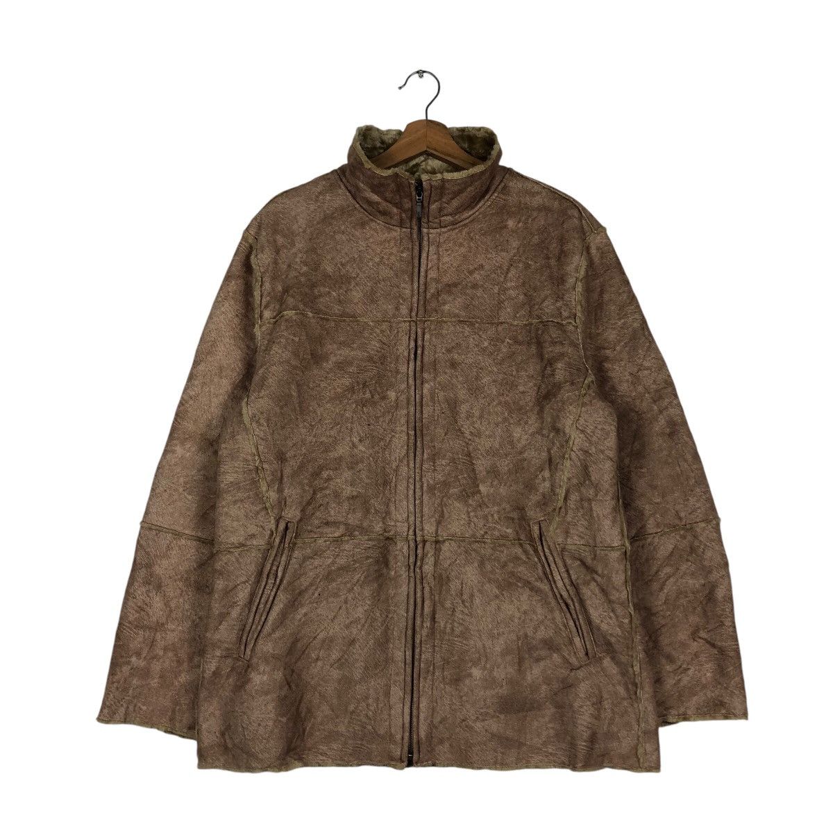 Japanese Brand 📌Vintage Leather Jacket Villand Mink Fur Shearling Blanket Size US L / EU 52-54 / 3 - 2 Thumbnail