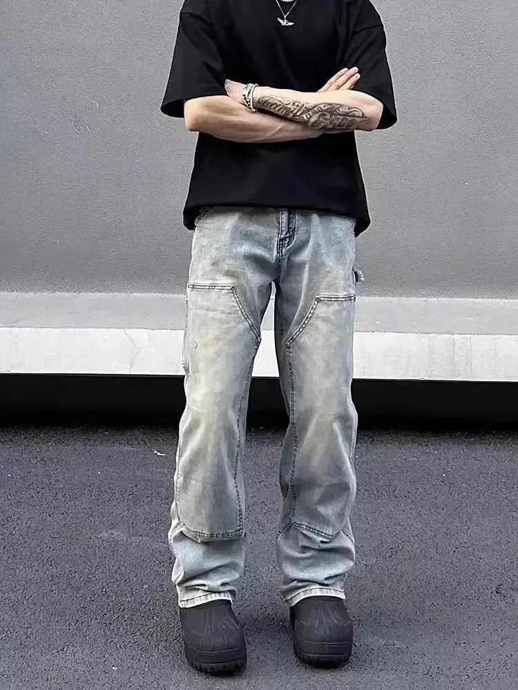 Japanese Brand Retro street wash straight wide leg jeans Size US 32 / EU 48 - 3 Thumbnail