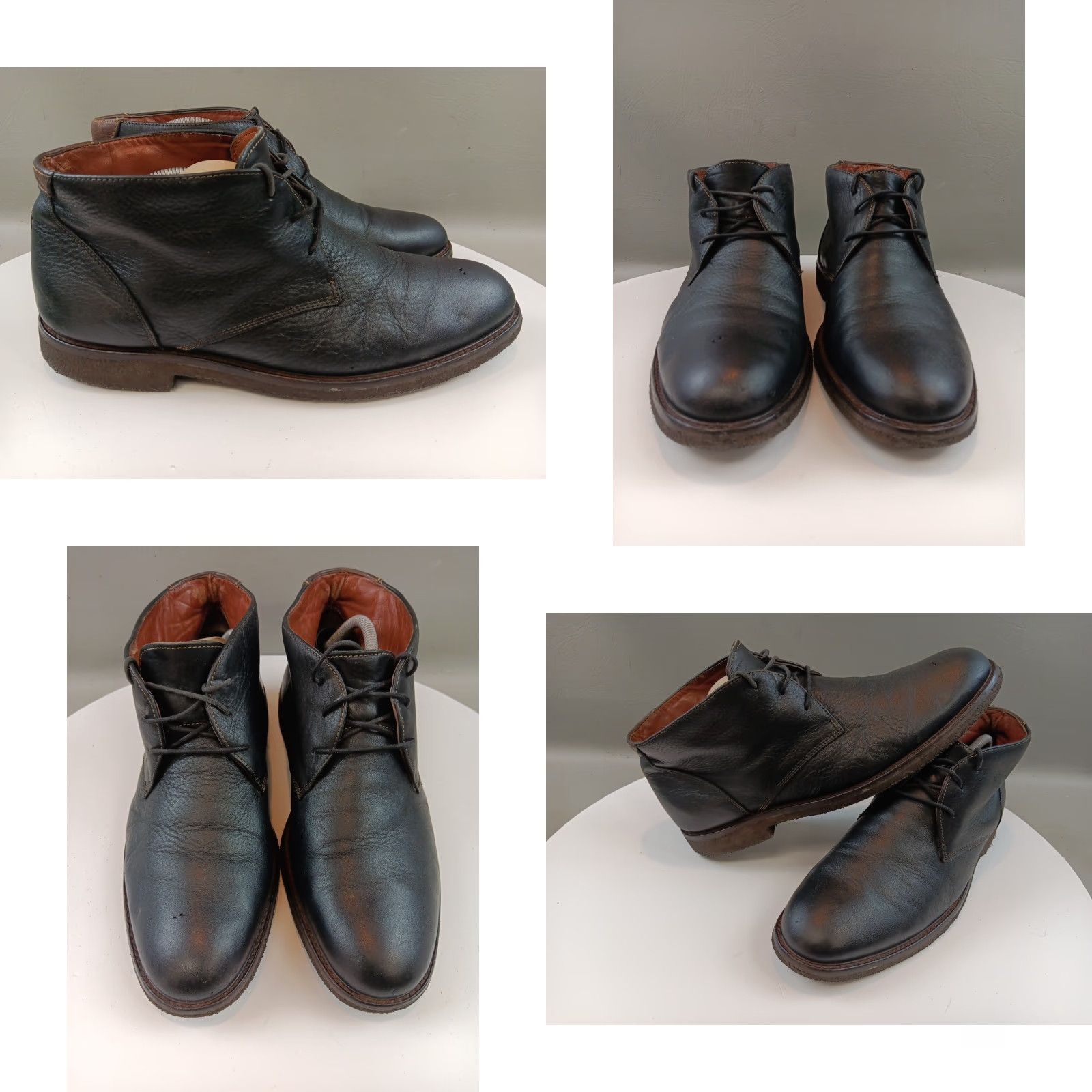 Johnston & Murphy Johnston & Murphy Copeland Chukka Boots Mens 11.5 Black Full Grain Leather Boots Comfort Memory Foam Sheepskin Lining Crepe Rubber Outsole Size US 12 / EU 45 - 8 Thumbnail