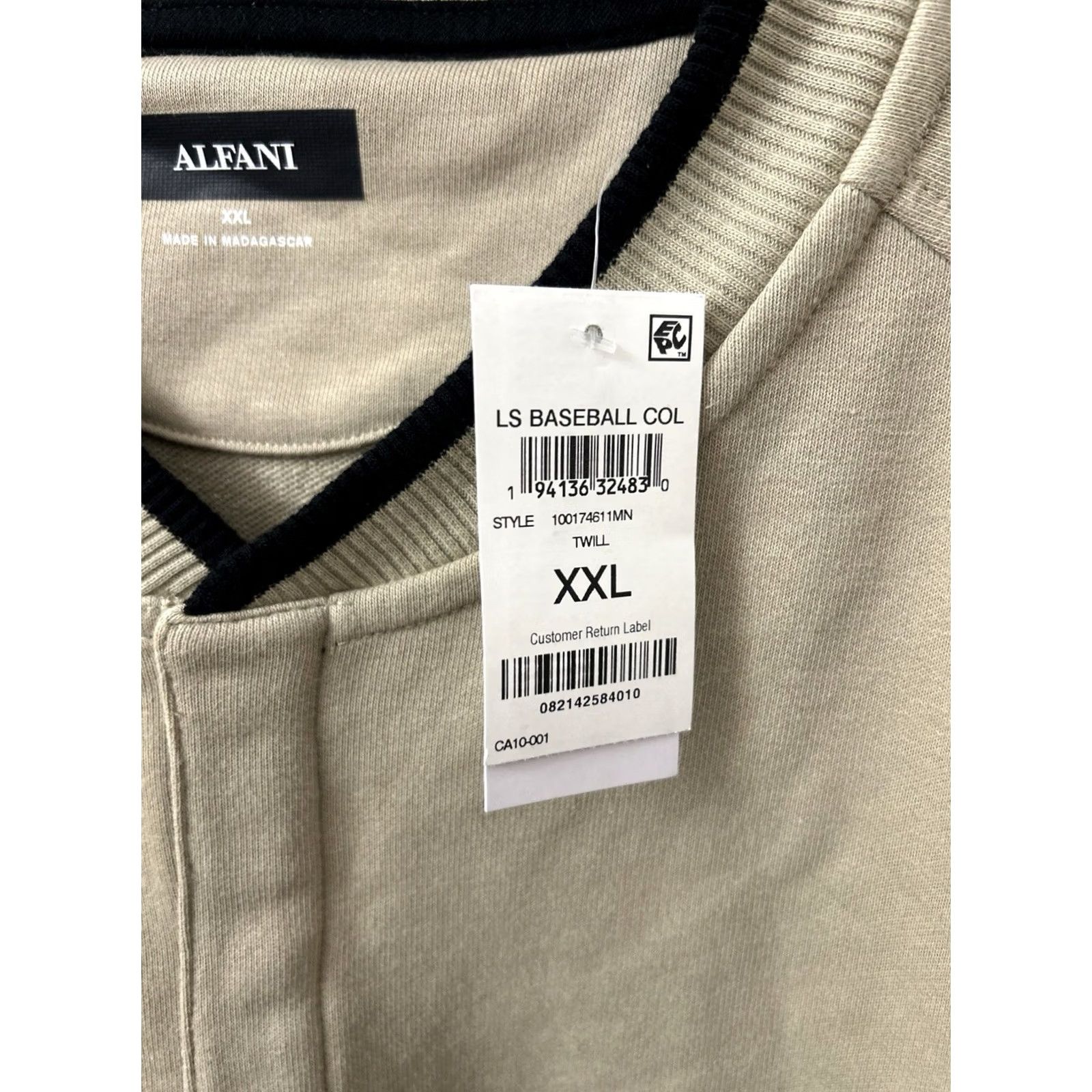 Alfani VINTAGE Alfani Sweatshirt Mens 2XL Beige Henley Baseball Pullover L/S NWT Size US XXL / EU 58 / 5 - 5 Thumbnail