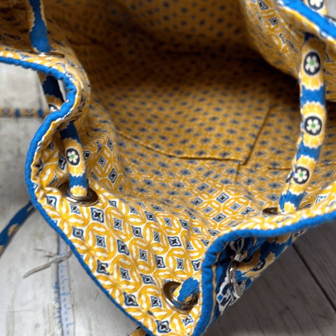 Vera Bradley Vera Bradley Tote Shoulder Bag Handbag Purse Riviera Blue Multicolor Yellow Medium Womens Boys/Girls? Size ONE SIZE - 5 Thumbnail