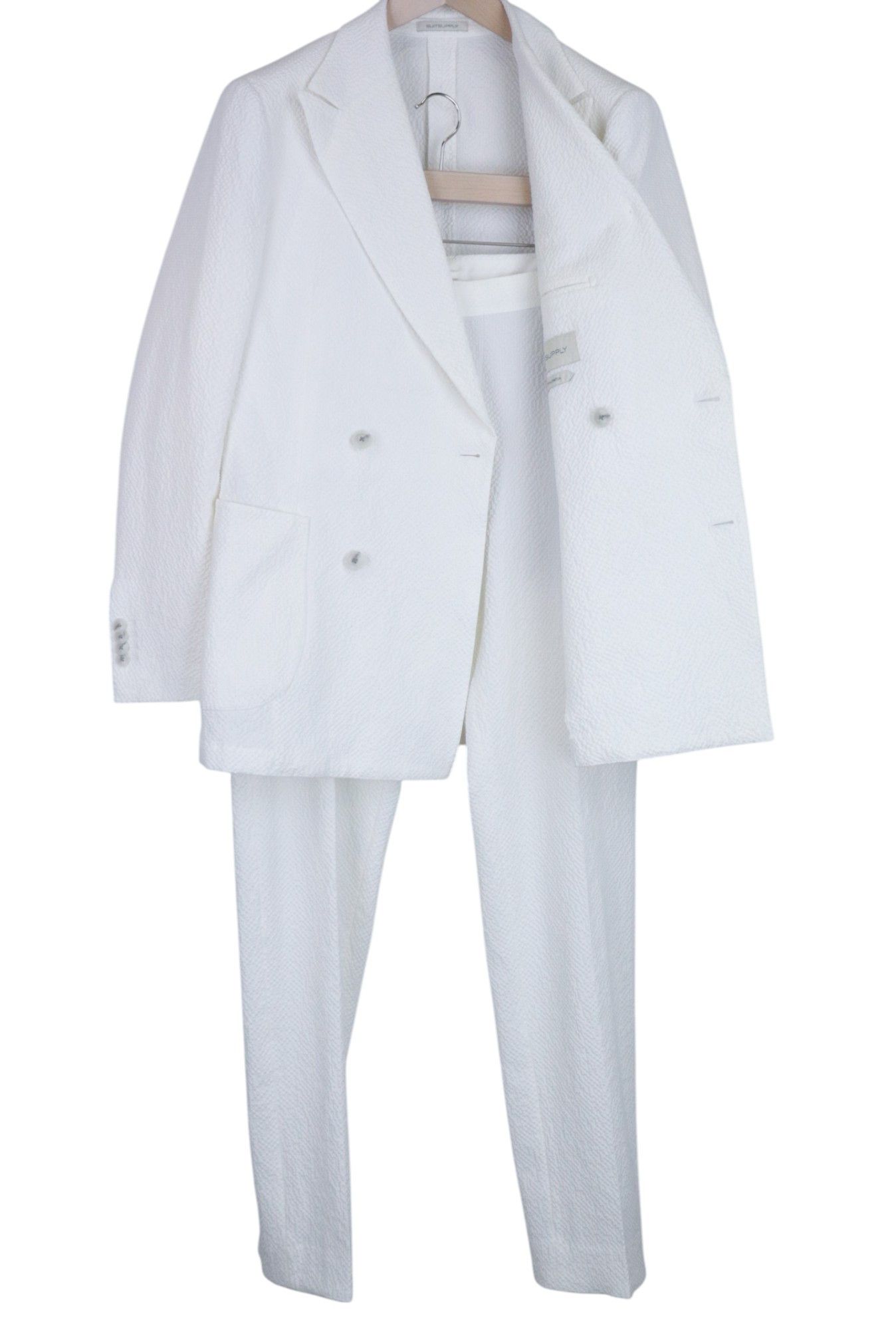 Suitsupply HAVANA UK38R White Crinkled 2 Piece Suit 67230 Size 38R - 1 Thumbnail