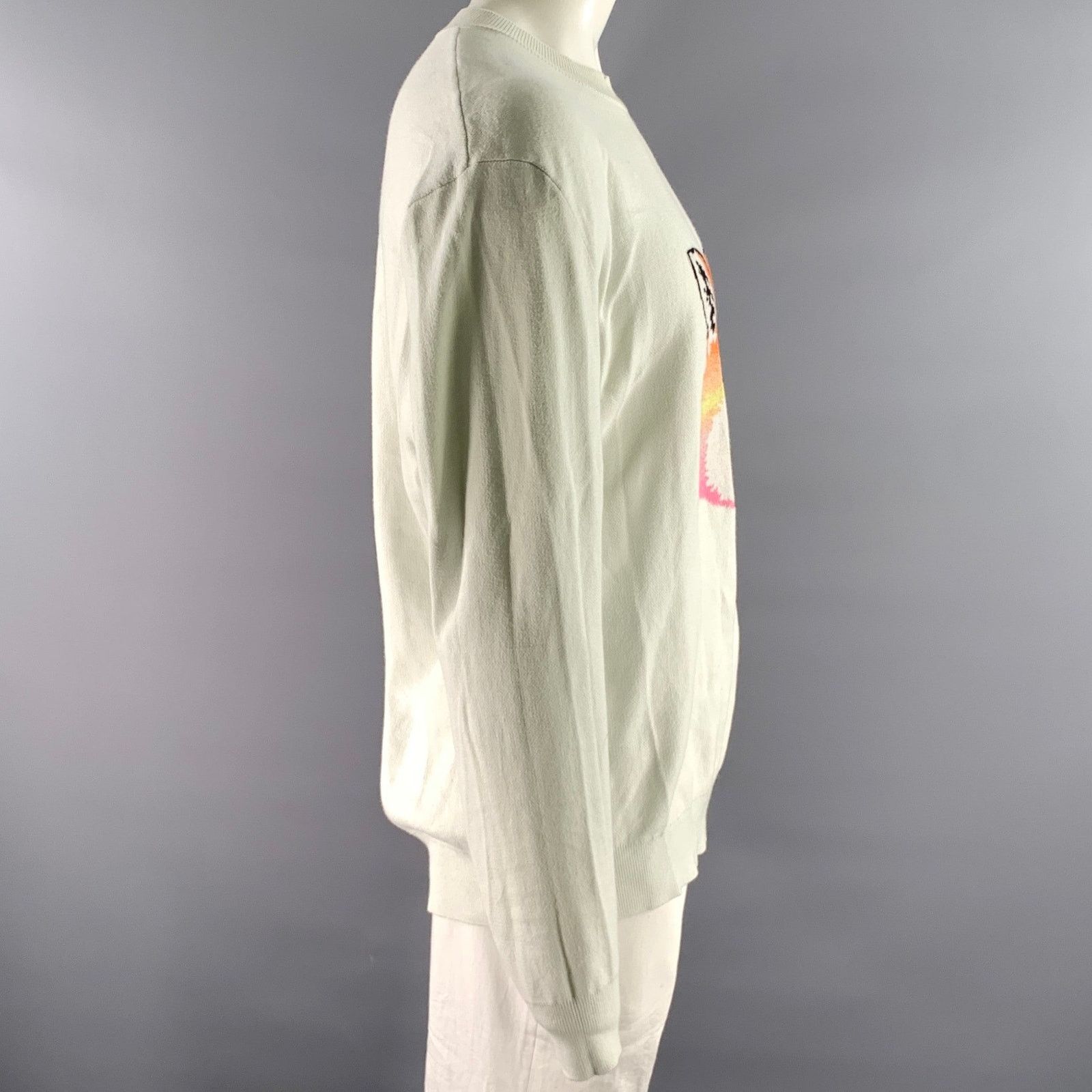 Maison Kitsune MAISON KITSUNE Size XL Off-White Fox Cotton Ribbed Pullover Size US XL / EU 56 / 4 - 3 Thumbnail
