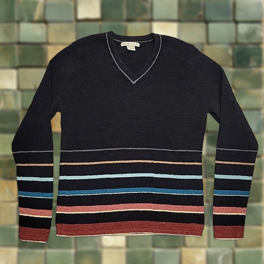 ExOfficio VINTAGE ExOfficio Sweater Womens M Black Stripe V Neck Nylon Travel Knit Soft Outdoor Size M / US 6-8 / IT 42-44 - 1 Thumbnail