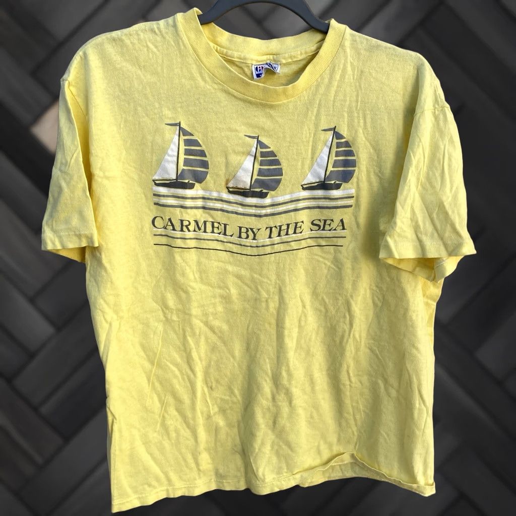 Hanes Vintage Hanes Sailboat Graphic Tee T-Shirt XL Men Yellow Nautical California Beach 90s Sailboats Maritime Shirt Size US XL / EU 56 / 4 - 1 Thumbnail