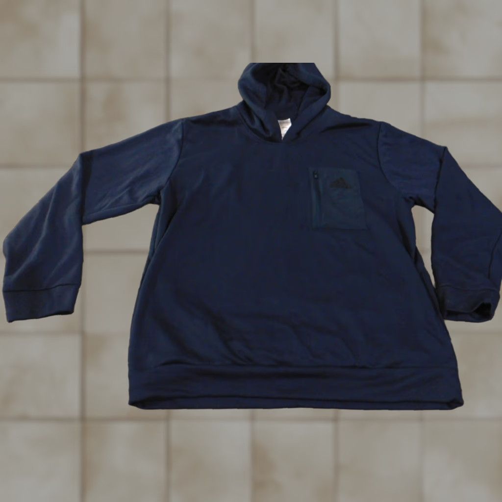 Adidas Adidas Hoodie Mens XL Blue Pullover Logo Performance Stretch Retro Zip Pocket Size US XL / EU 56 / 4 - 1 Thumbnail