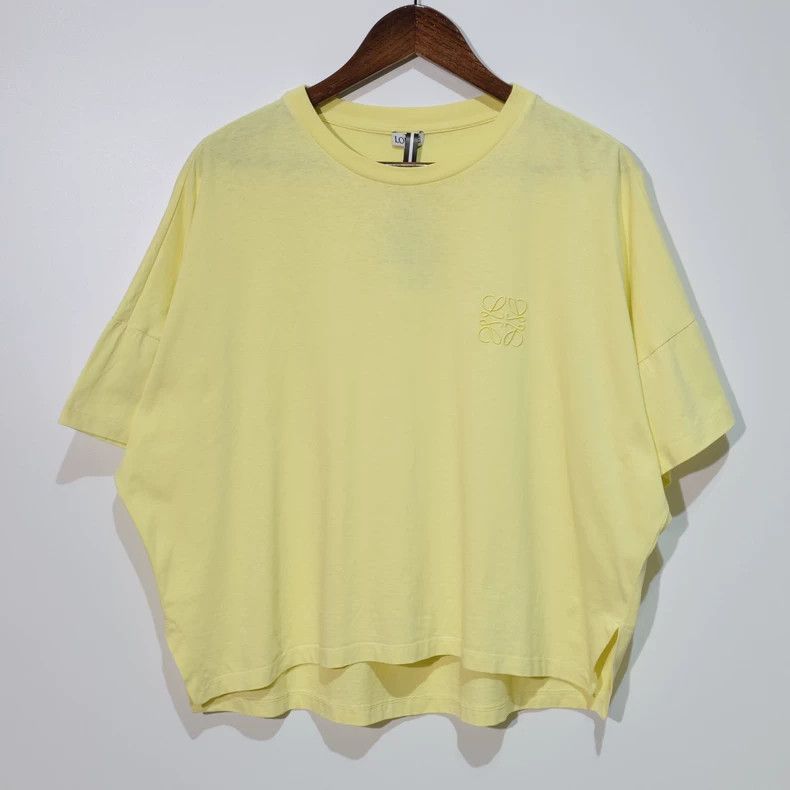 Loewe LOEWE Light yellow round collar embroidered logo short sle Size S / US 4 / IT 40 - 1 Thumbnail