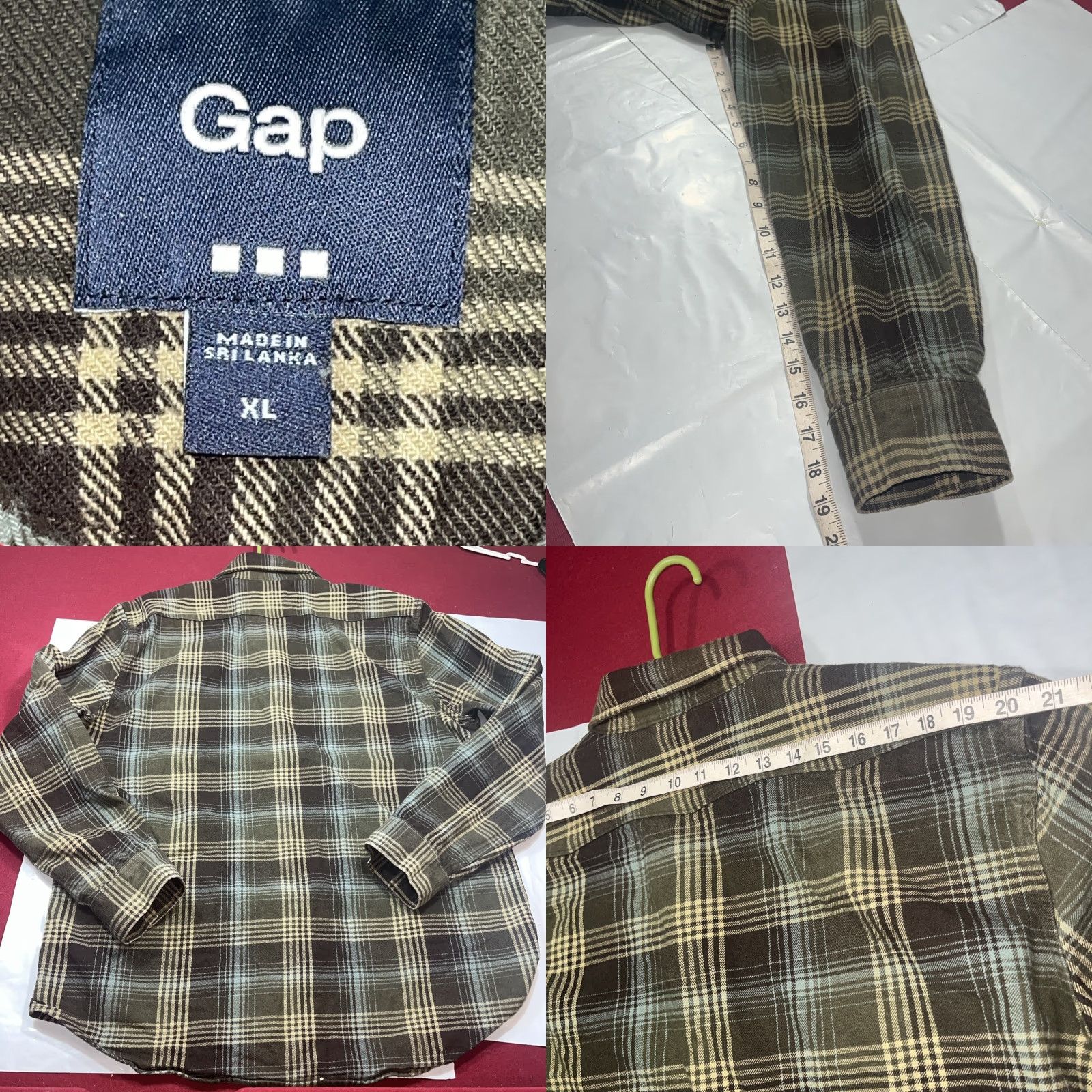 Gap GAP Button-Up Shirt Men XL Flannel Plaid Brown Blue Western Long Sleeve Size US XL / EU 56 / 4 - 9 Thumbnail