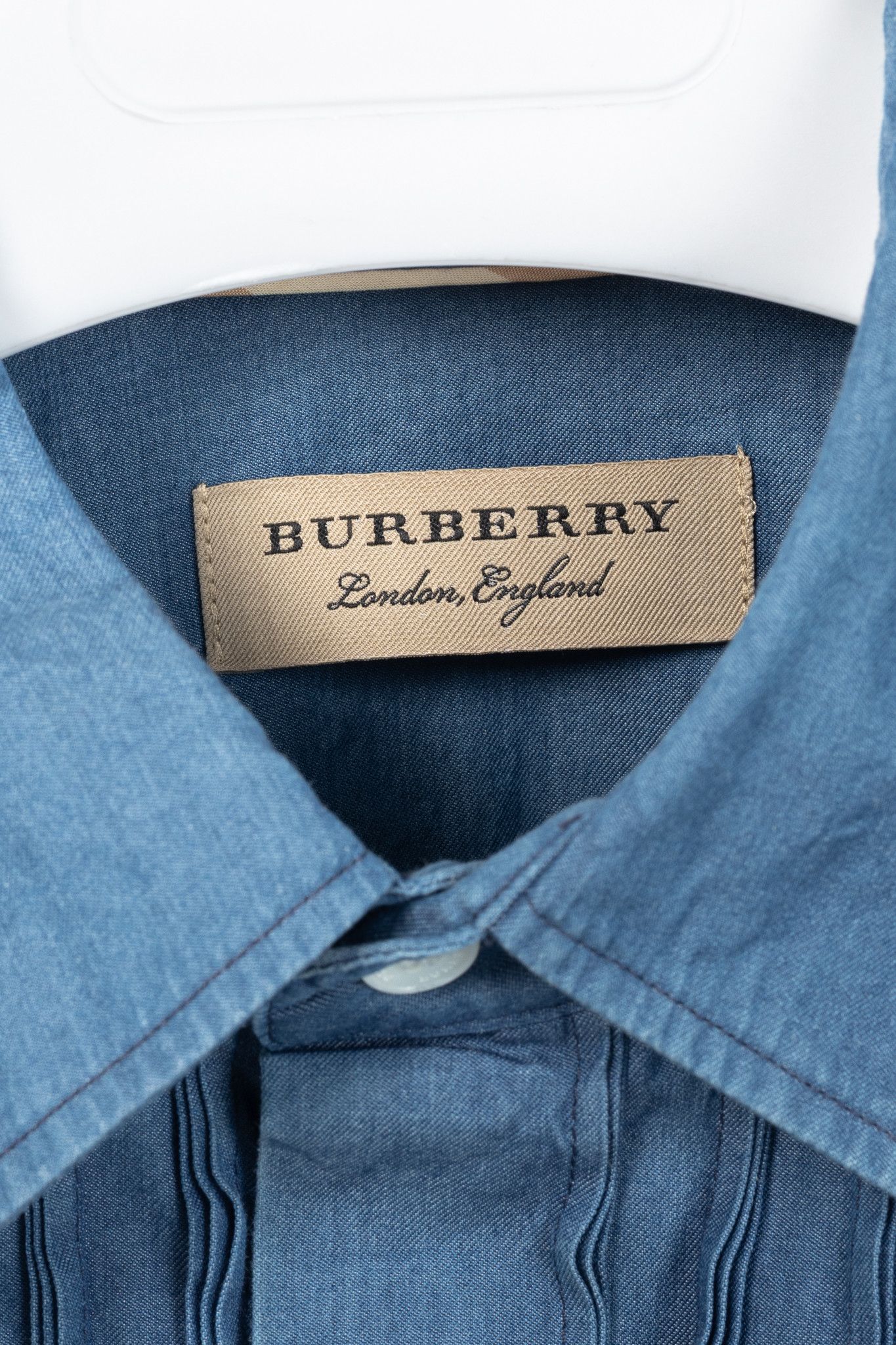 Burberry Burberry Blue Bib Front Cotton Chambray Shirt Size S / US 4 / IT 40 - 4 Thumbnail