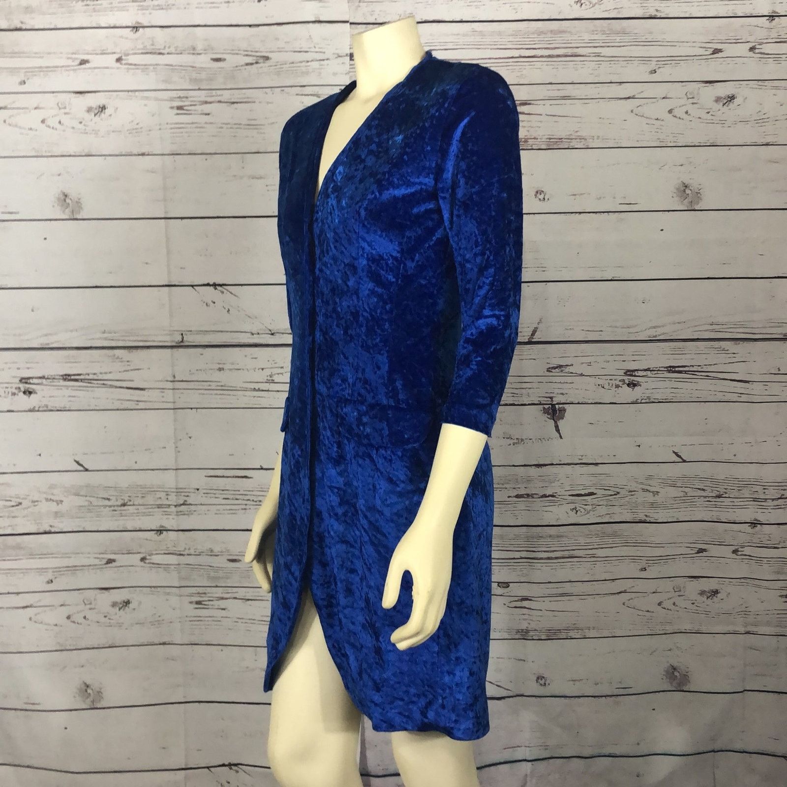 Handmade VVTG 70's handmade crushed velvet blue coat dress small Size S / US 4 / IT 40 - 8 Thumbnail