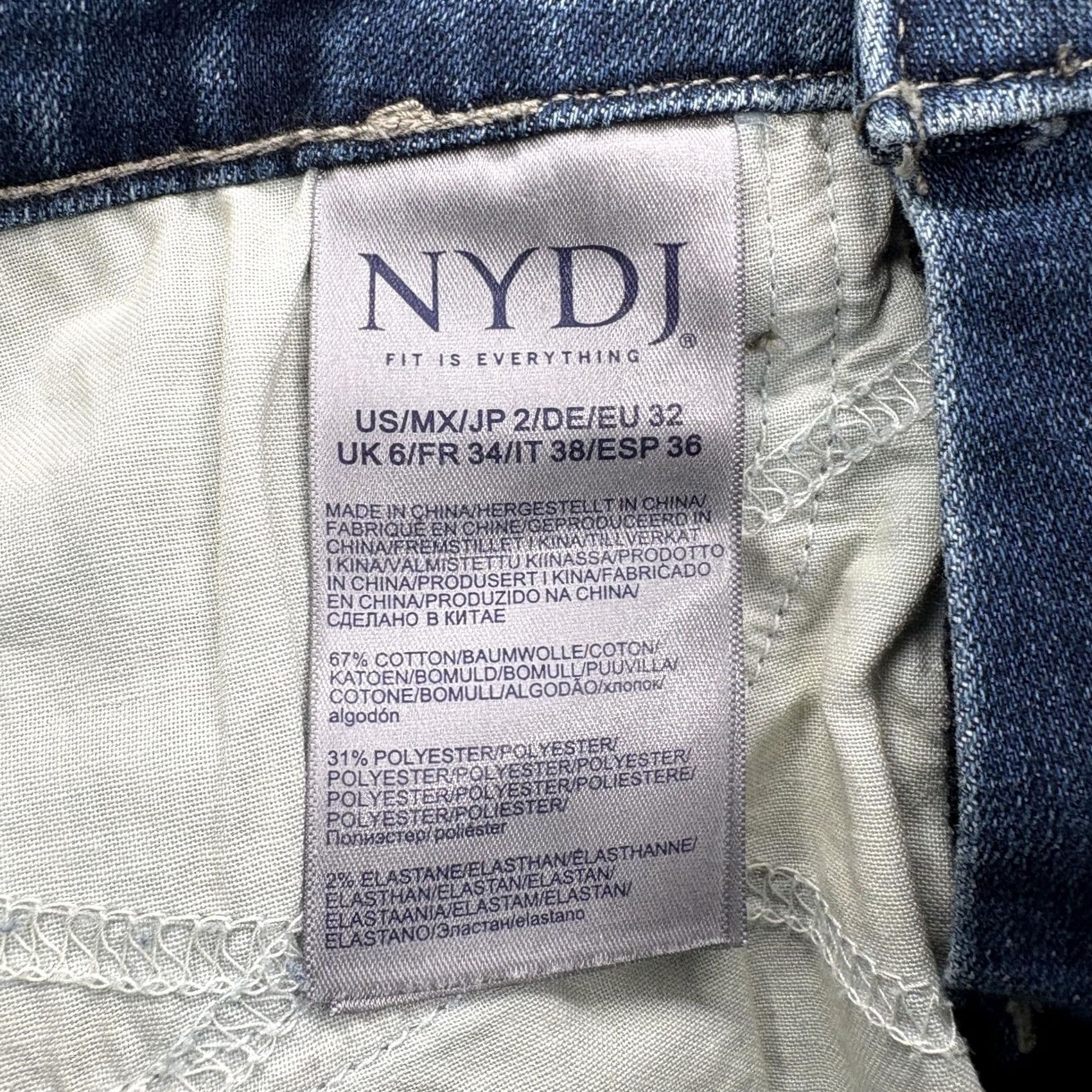 NYDJ NYDJ Marilyn Straight Jeans Womens Blue Size 2 Mid Rise Stretch Shaping Crop Raw Hem Size 26" / US 2 / IT 38 - 5 Thumbnail
