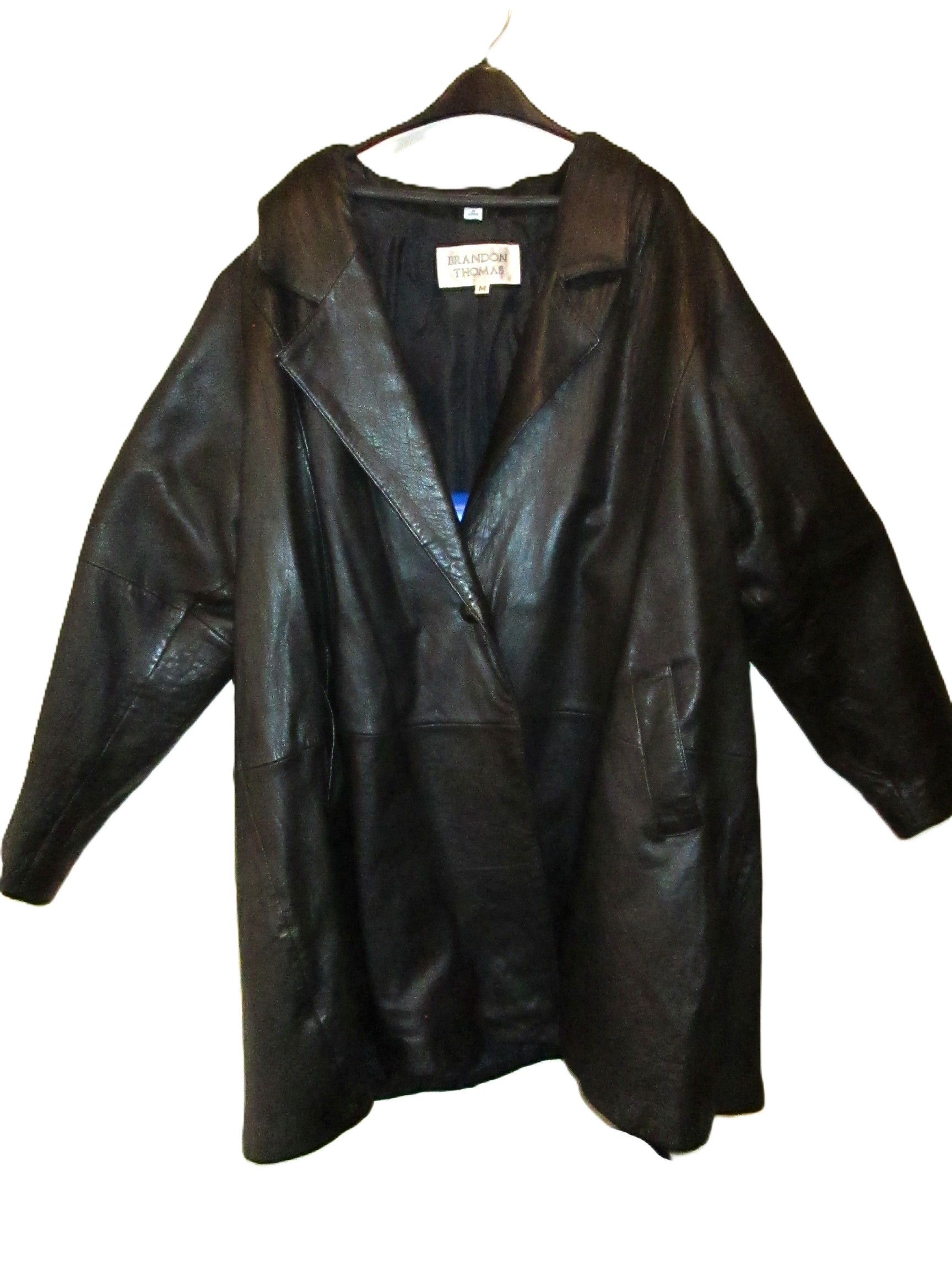 Brandon Thomas Black Leather A-Line Jacket/Coat