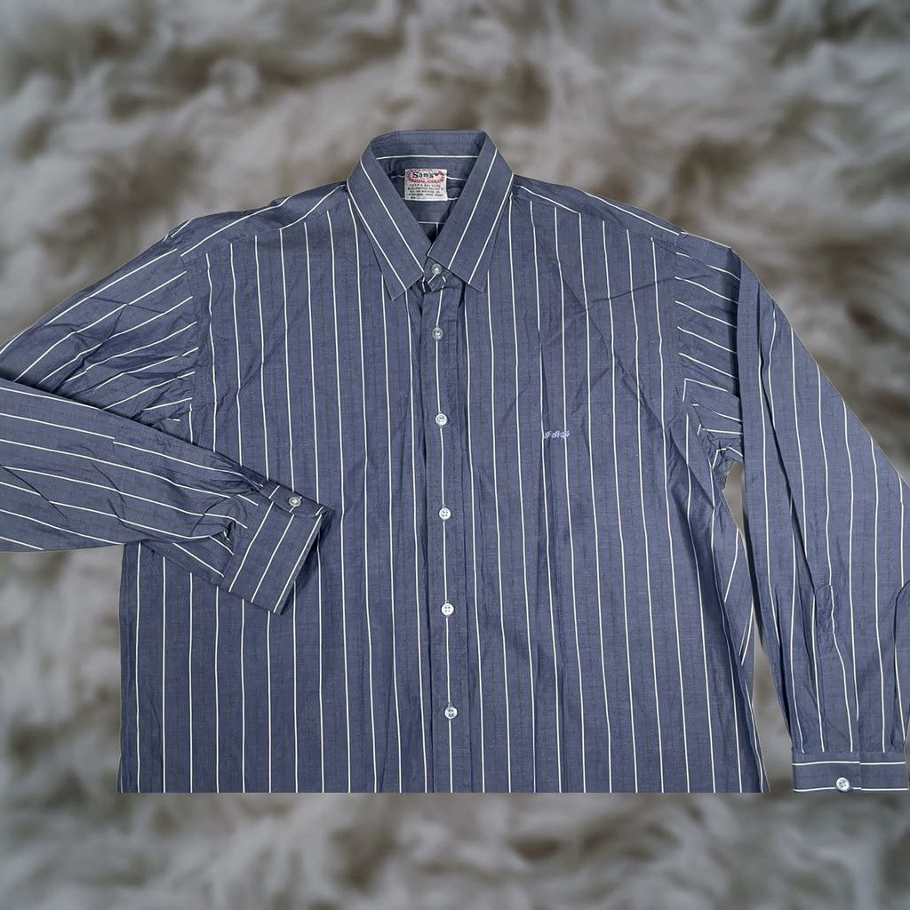 Vintage Sams Taylor Shirt Mens XL Long Sleeves Dress Casual Striped Front ButtonUp Size Size US XL / EU 56 / 4 - 1 Thumbnail