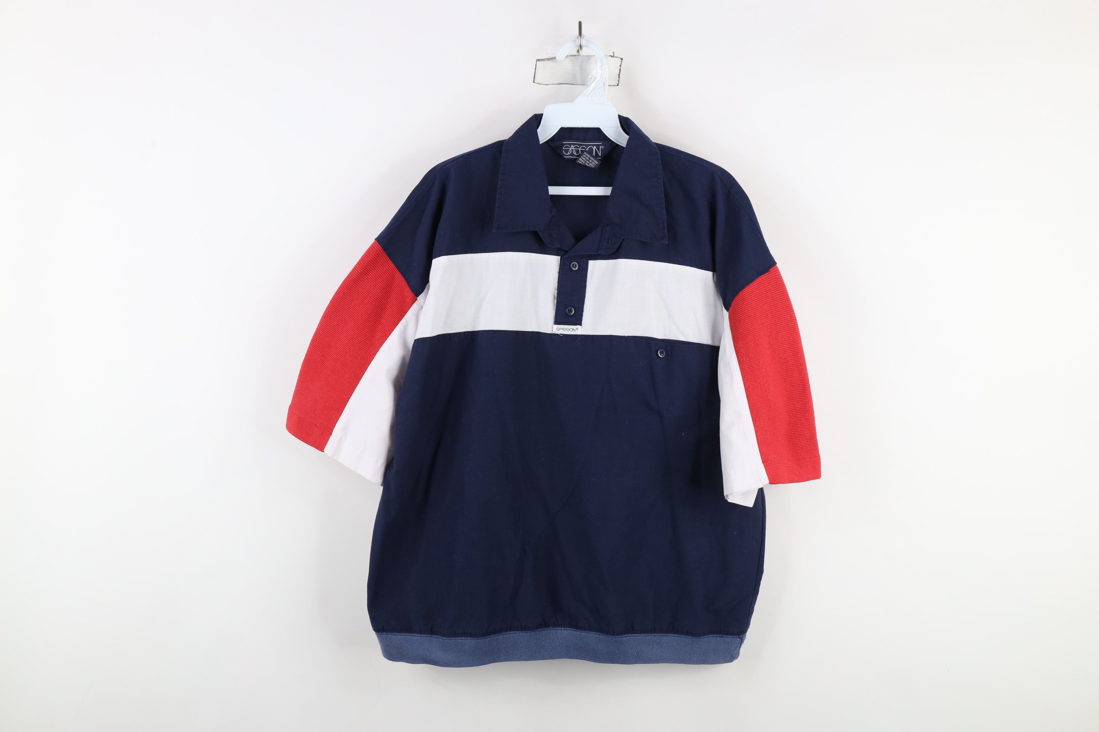 Vintage Vintage 90s Streetwear Block Collared Pullover Polo Shirt Size US L / EU 52-54 / 3 - 1 Thumbnail