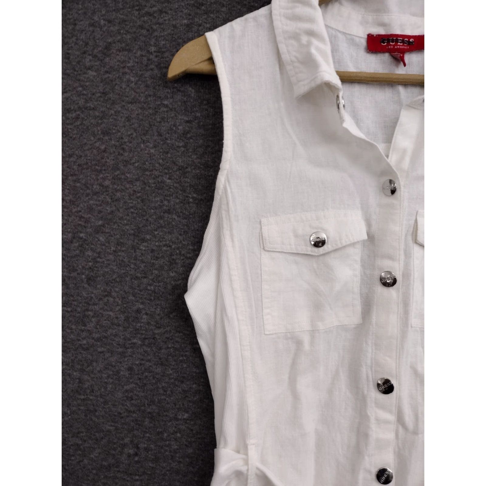 Guess Guess Women's White Linen Belt Shirt Dress Fitted Collared Button Down Size XL Size XL / US 12-14 / IT 48-50 - 7 Thumbnail