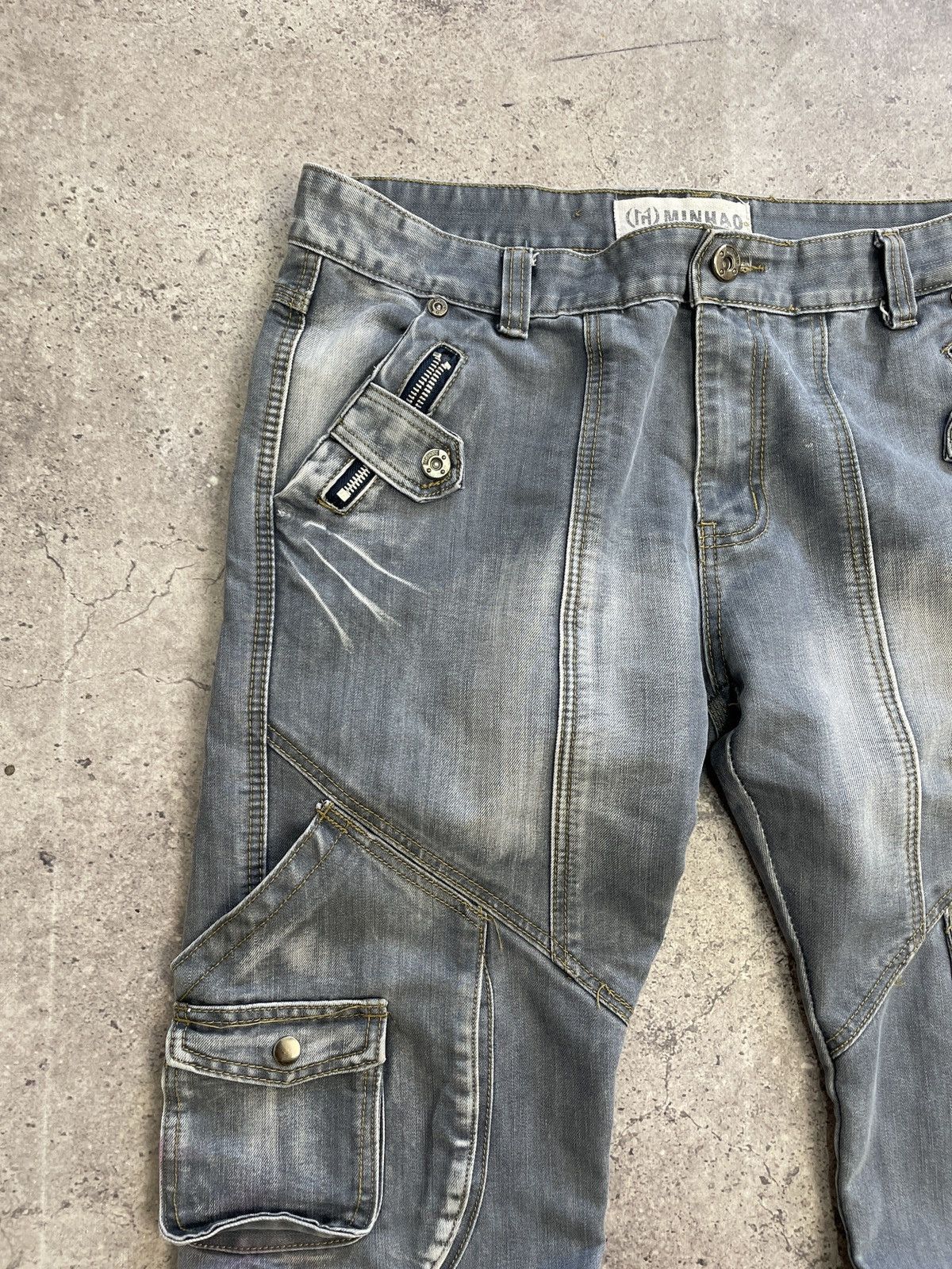 Vintage Vintage Balenciaga Style Distressed 00s Cargo Jeans Pants Size US 33 - 4 Thumbnail