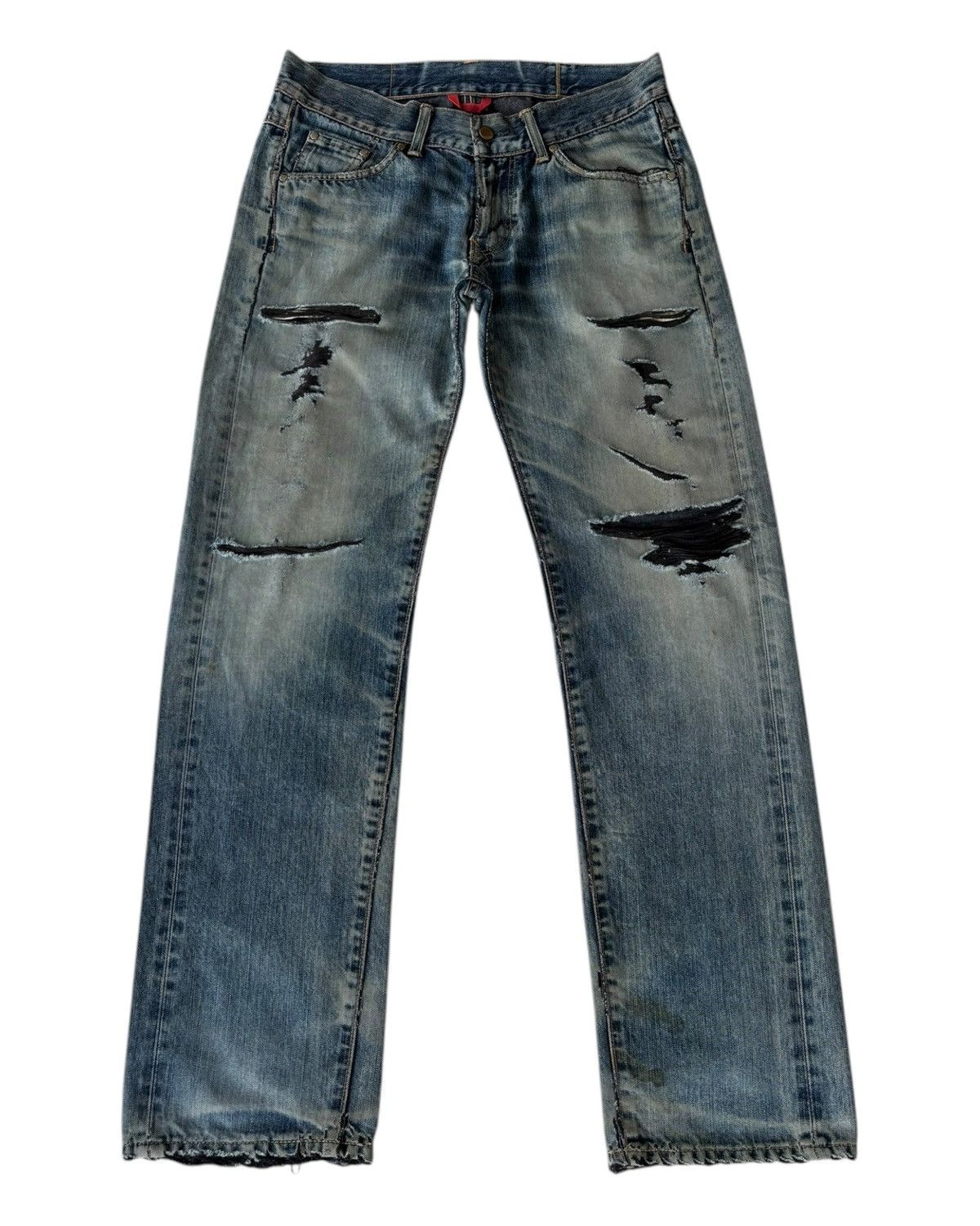 Kapital THRASHED🔥EDWIN 503SS RIPPED MUD DISTRESSED DENIM JEANS Size US 34 / EU 50 - 7 Thumbnail