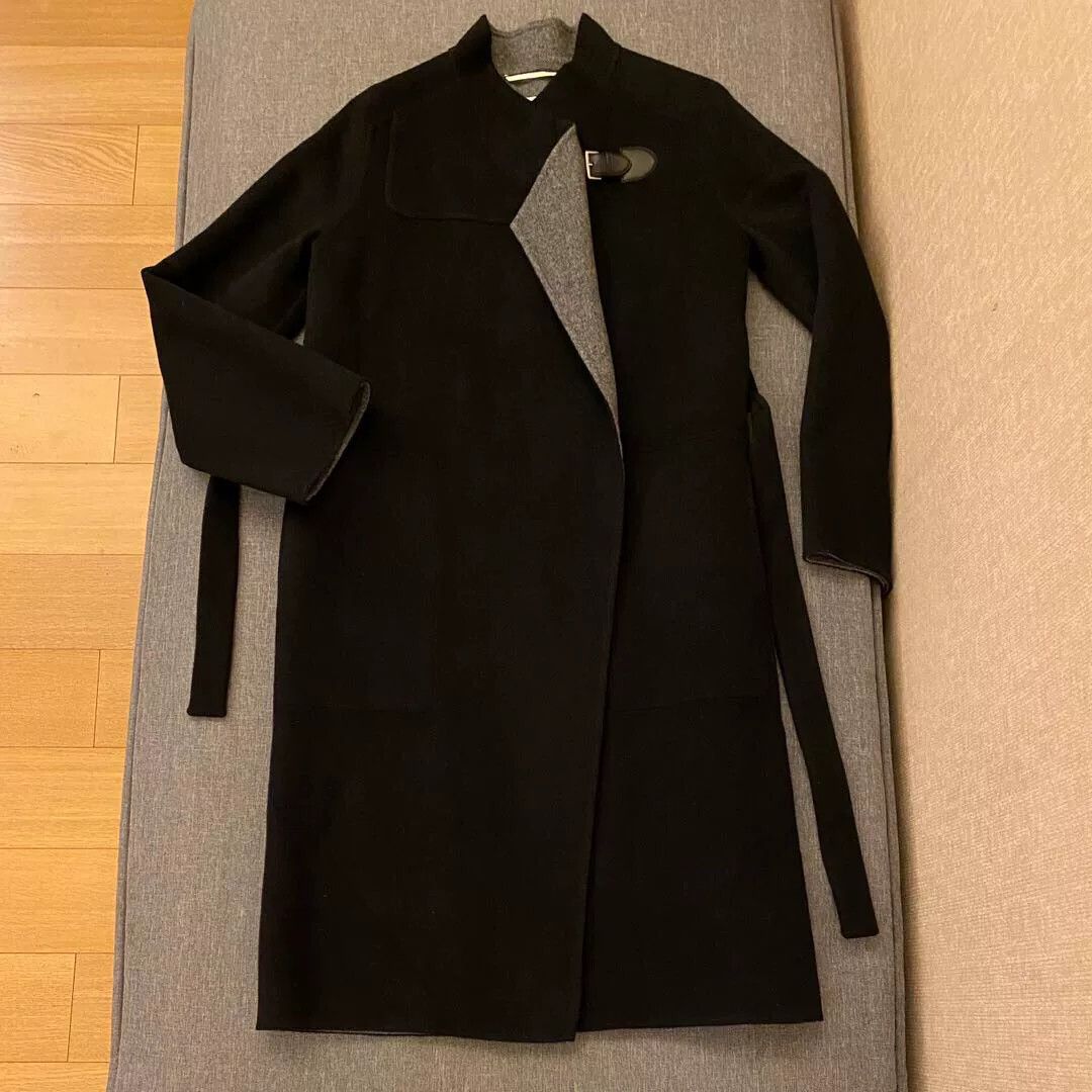 Hermes hermes black and gray cashmere coat Size US S / EU 44-46 / 1 - 1 Thumbnail