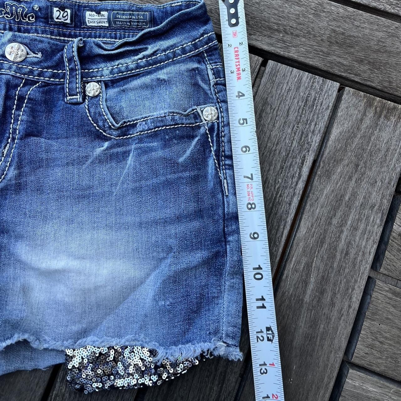 Miss Me Women’s Miss Me Mid-Rise Shorts with Silver Sequin Detailing Size 29" - 6 Thumbnail