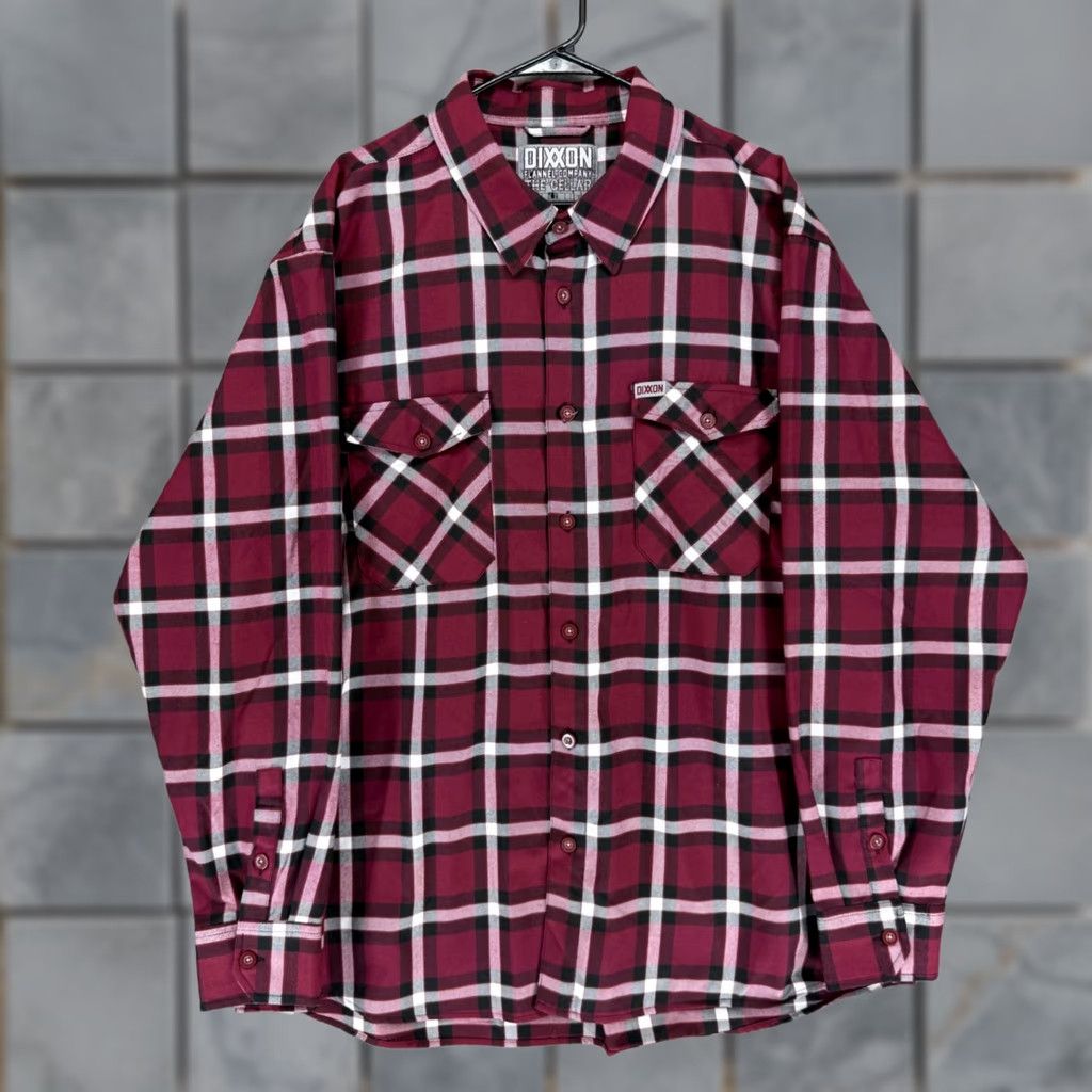 Vintage Dixxon Flannel The Cellar Plaid Shirt Mens 3XL Burgundy Black Long Sleeve Button-Up Collared Pocketed Size US XXL / EU 58 / 5 - 1 Thumbnail