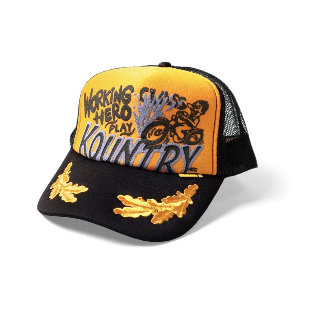 image of Kapital Trucker Hat Working Class Hero in Yellow, Men's