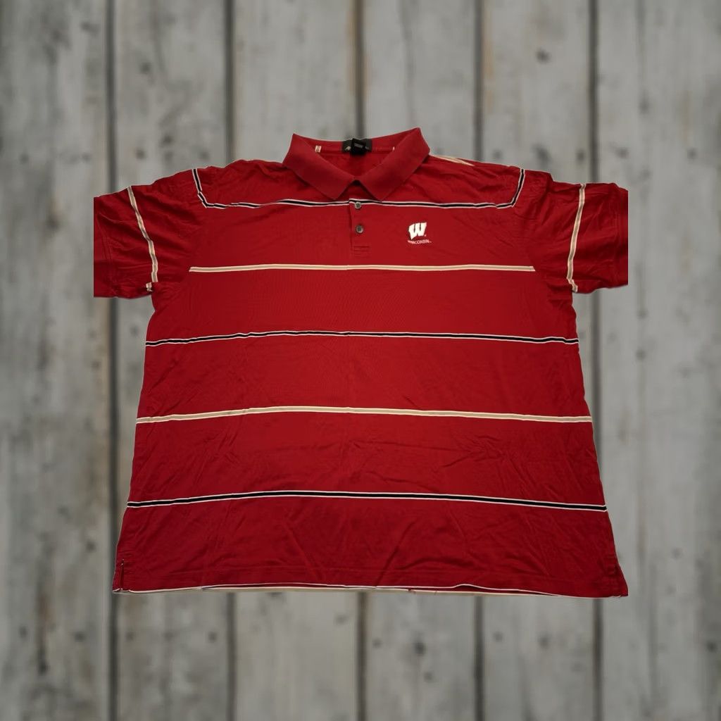 NCAA University Of Wisconsin Badgers Antigua NCAA Polo Shirt Red Cotton Mens XXL Size US XXL / EU 58 / 5 - 1 Thumbnail