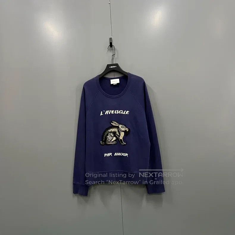 Gucci Gucci Rabbit embroidered blue sweatshirt Size US L / EU 52-54 / 3 - 1 Thumbnail