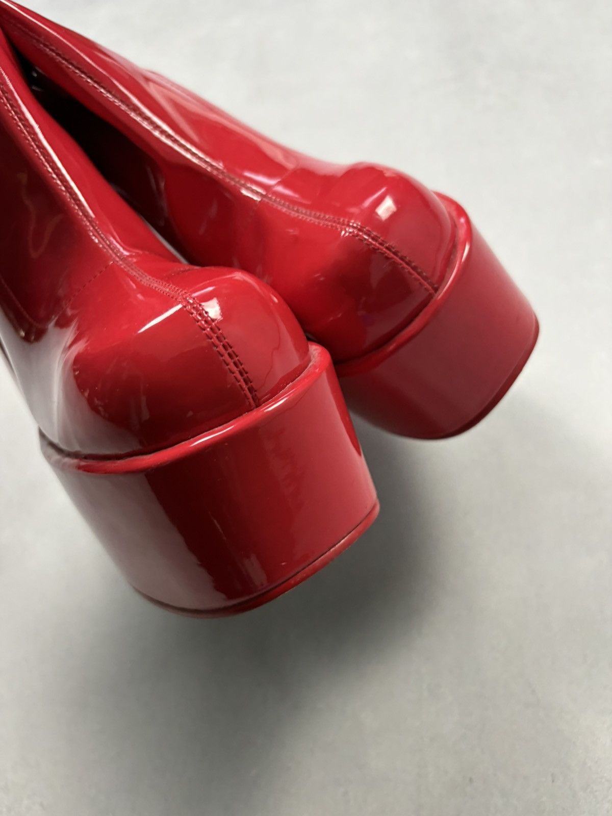NAKED WOLFE Naked Wolfe Style Red Patent Platform Boots Chunky Heel Y2K Size US 7 / IT 37 - 4 Thumbnail
