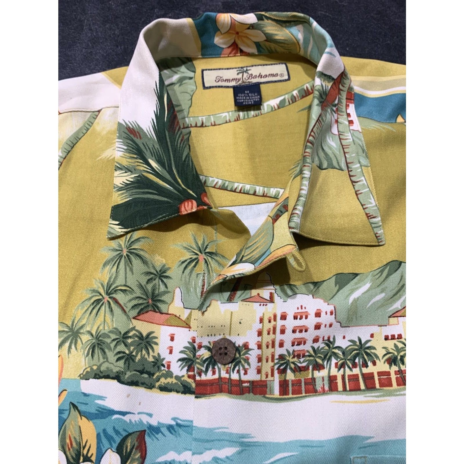 Tommy Bahama Tommy Bahama Yellow Floral Silk Hawaiian Button Up Mens Short Sleeve Shirt M Size US M / EU 48-50 / 2 - 5 Thumbnail
