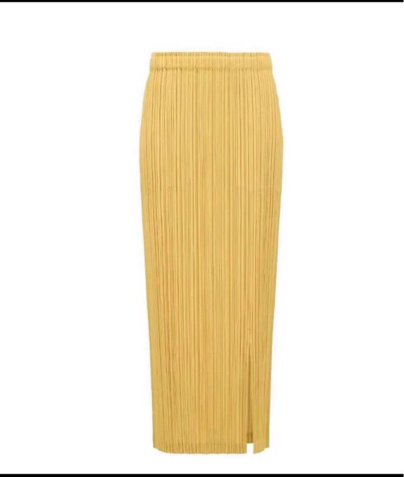 Issey Miyake Issey Miyake size:1 Yellow pleated slit skirt Size 31" - 1 Thumbnail