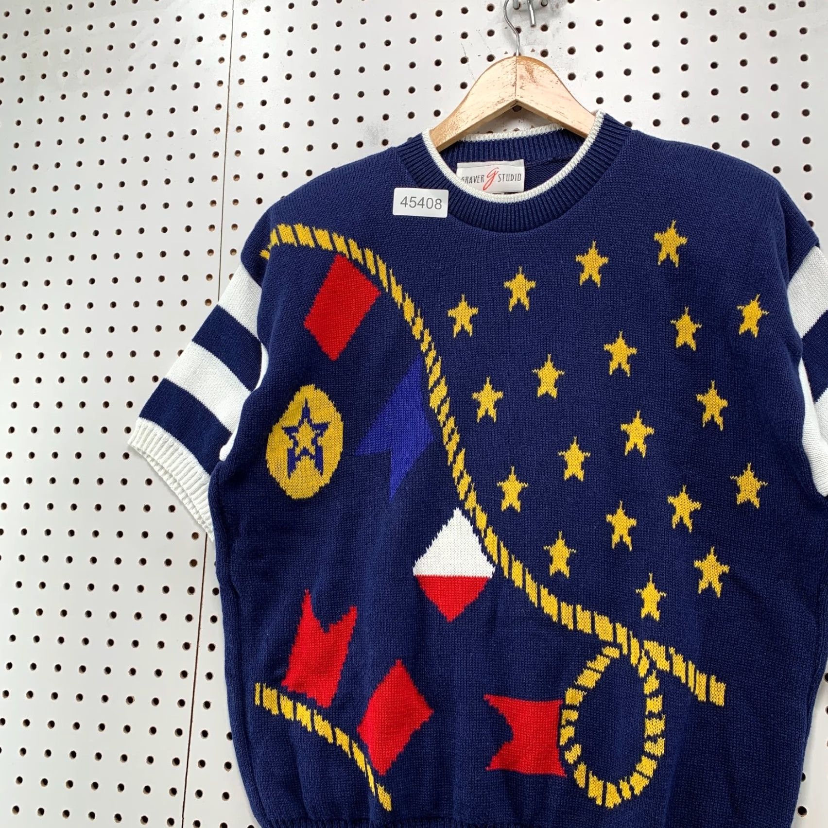 Vintage VINTAGE Susan Graver Nautical Sweater Womens XL Knit Short Sleeve Stars Flag USA Size XL / US 12-14 / IT 48-50 - 2 Thumbnail