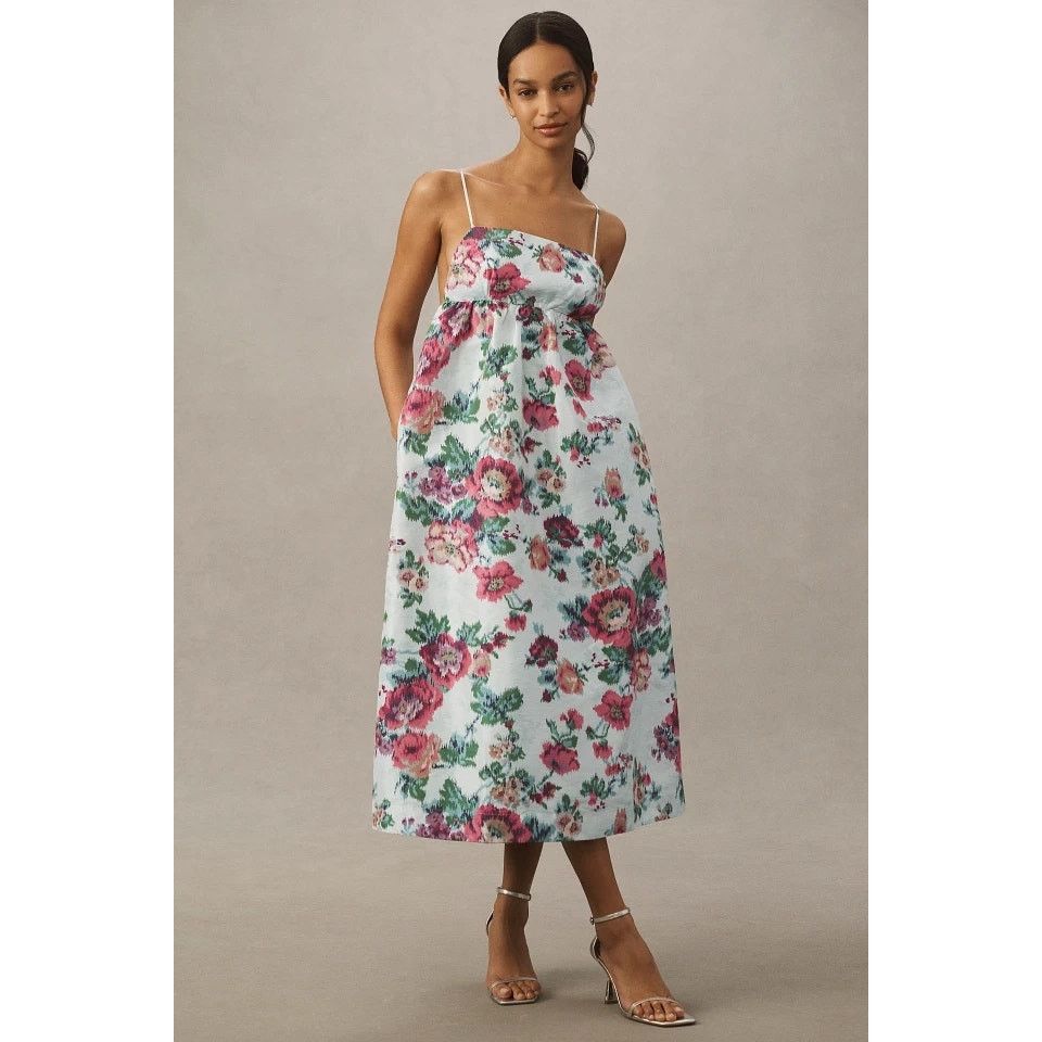 NWT BHLDN Sophia Apron-Top Jacquard Midi Dress $248 LARGE