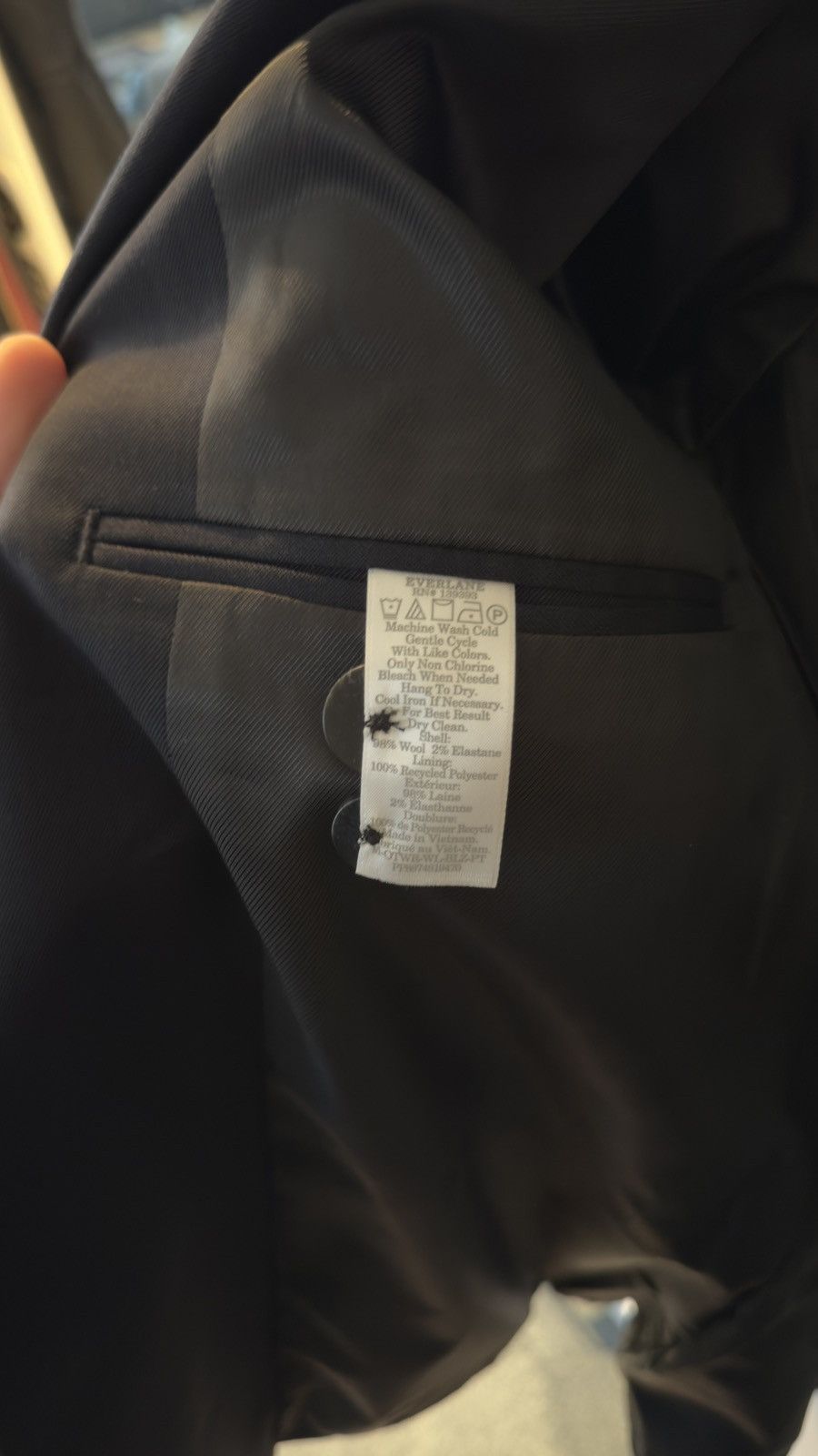 Everlane Navy Wool Suit Size 36R - 5 Thumbnail