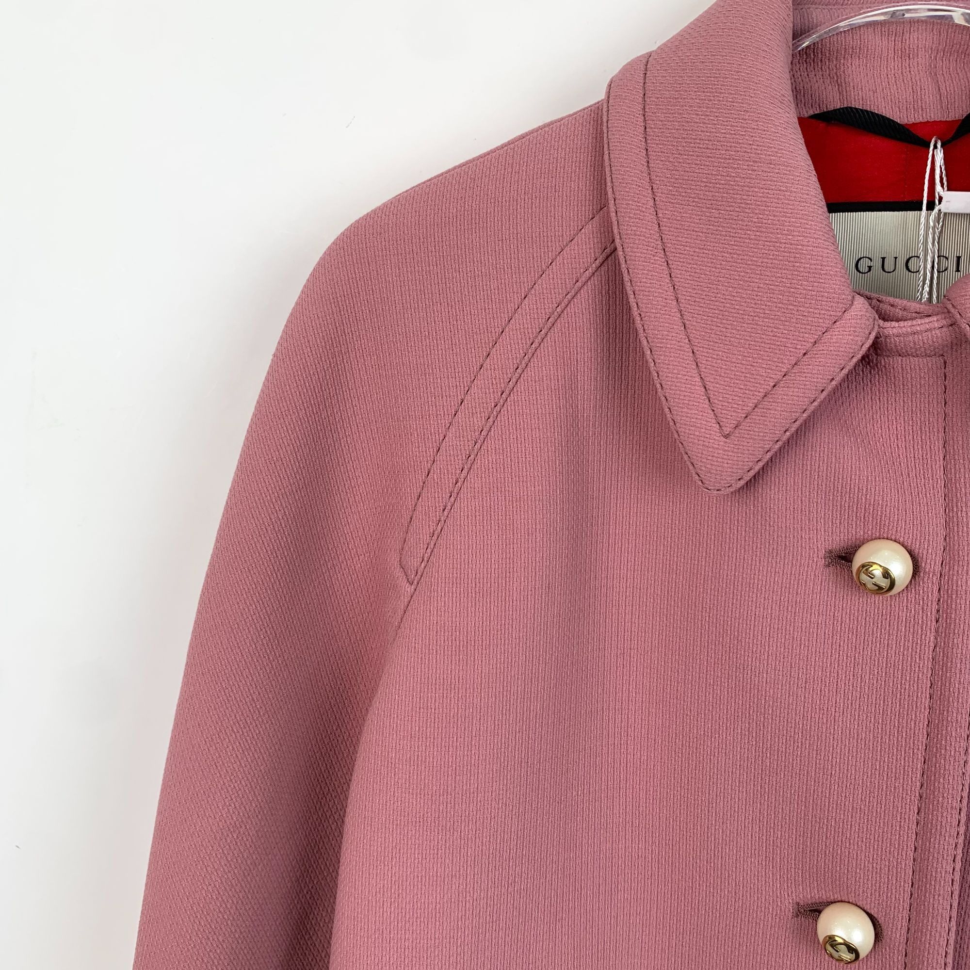 Gucci Gucci Dusty Rose Wool Blend Long Coat With Gold Button Size S / US 4 / IT 40 - 3 Thumbnail