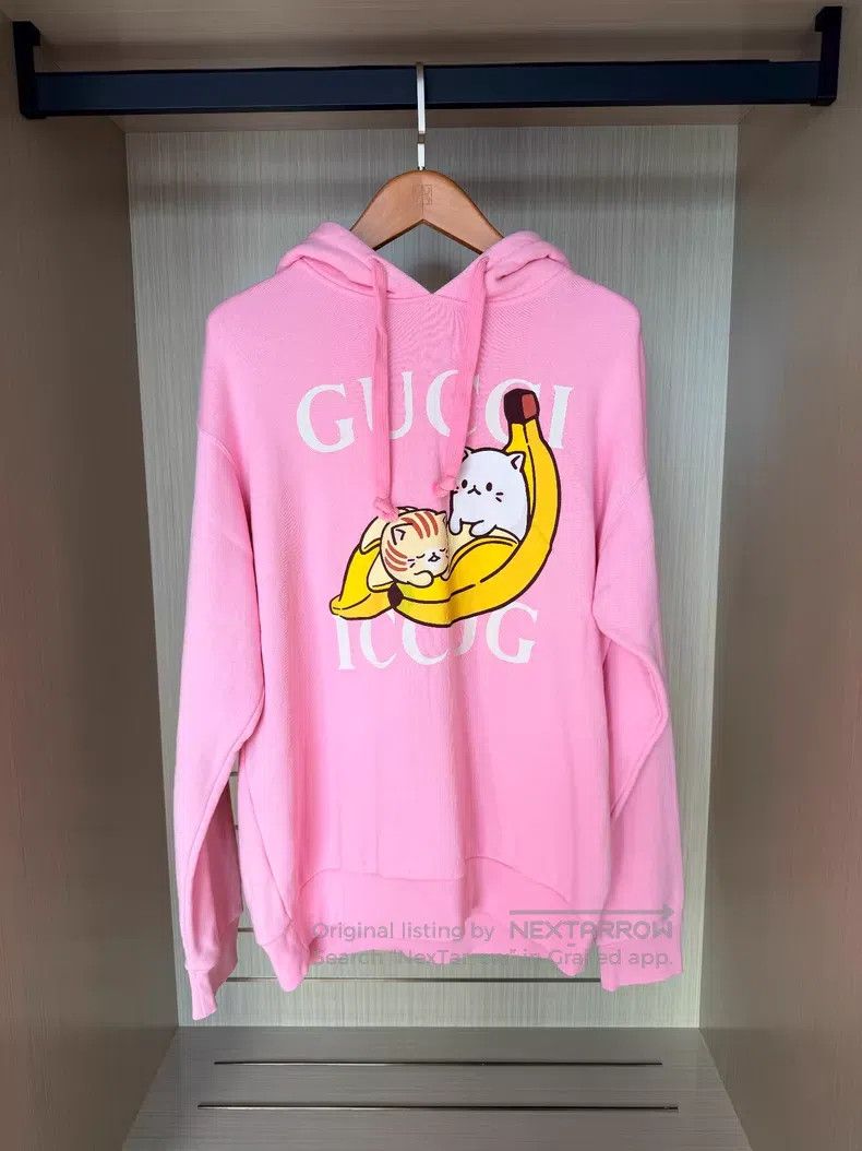 Gucci Gucci Co-branded pink banana cat sweatshirt Size L / US 10 / IT 46 - 1 Thumbnail