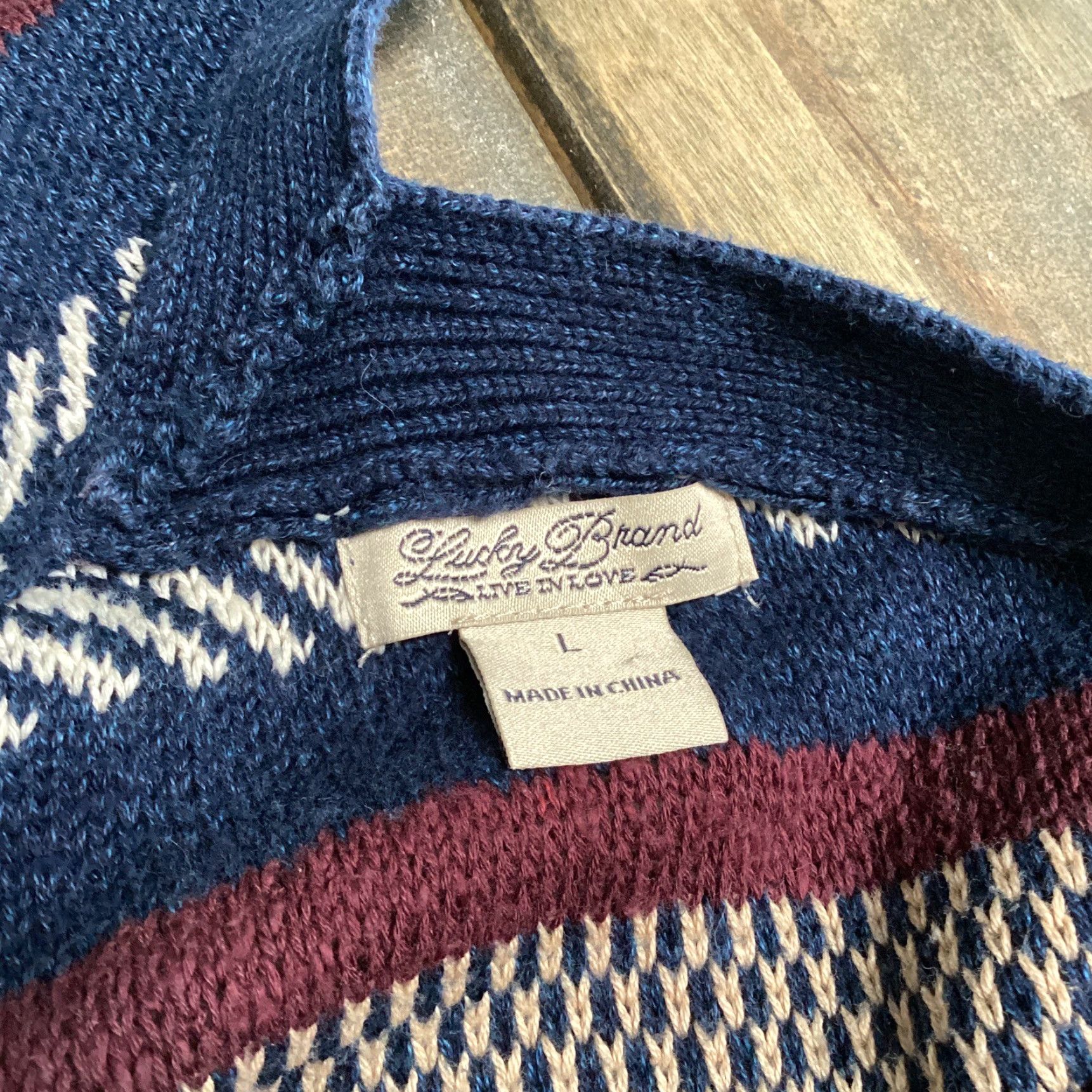 Lucky Brand Lucky Brand Sweater Cardigan Women L Multicolor Striped Open Pockets V-Neck Back Knit Casual Bohemian Classic All Seasons Size L / US 10 / IT 46 - 7 Thumbnail