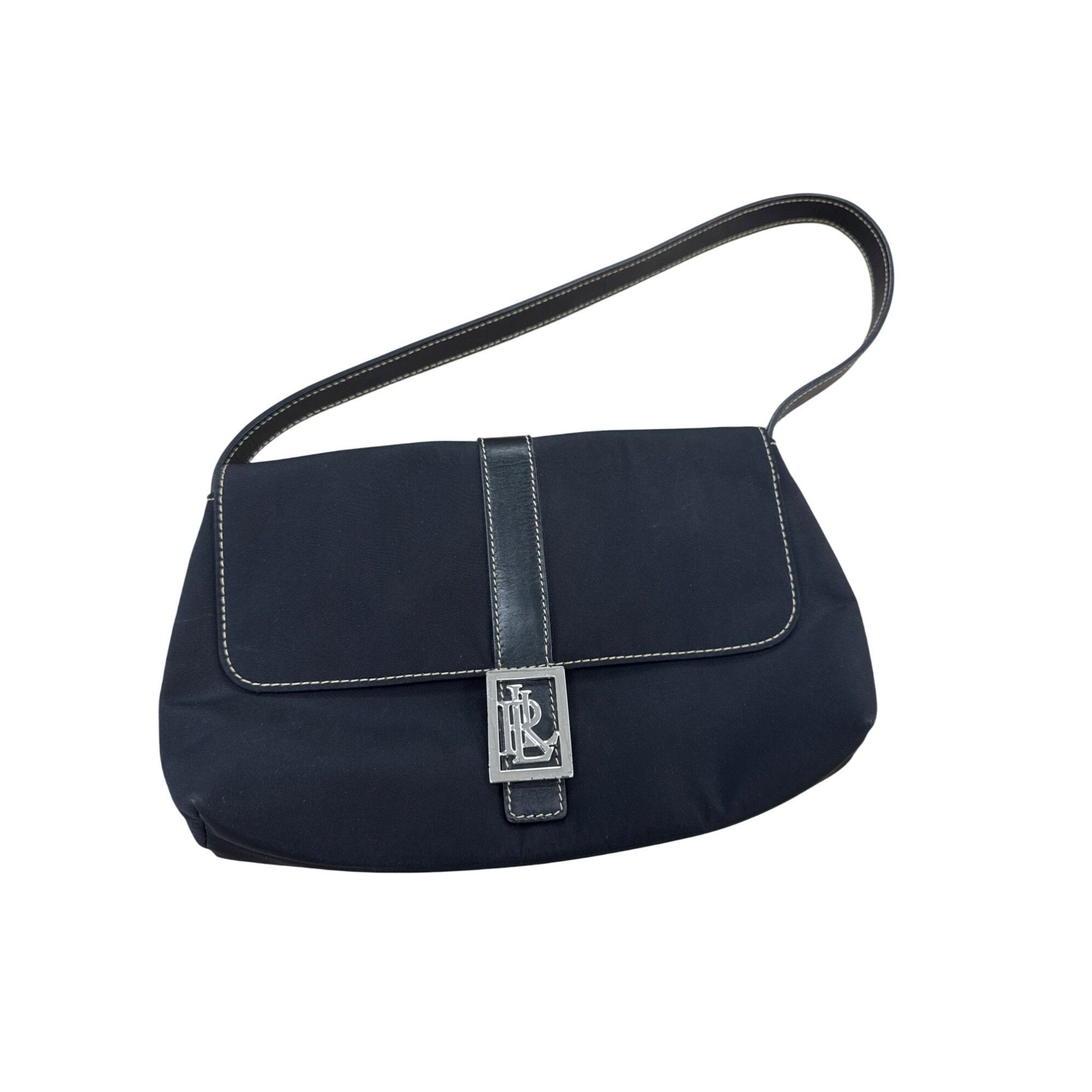 Lauren Ralph Lauren Lauren Ralph Lauren Womens Black Canvas Handbag Purse 7x11 S Size ONE SIZE - 1 Thumbnail