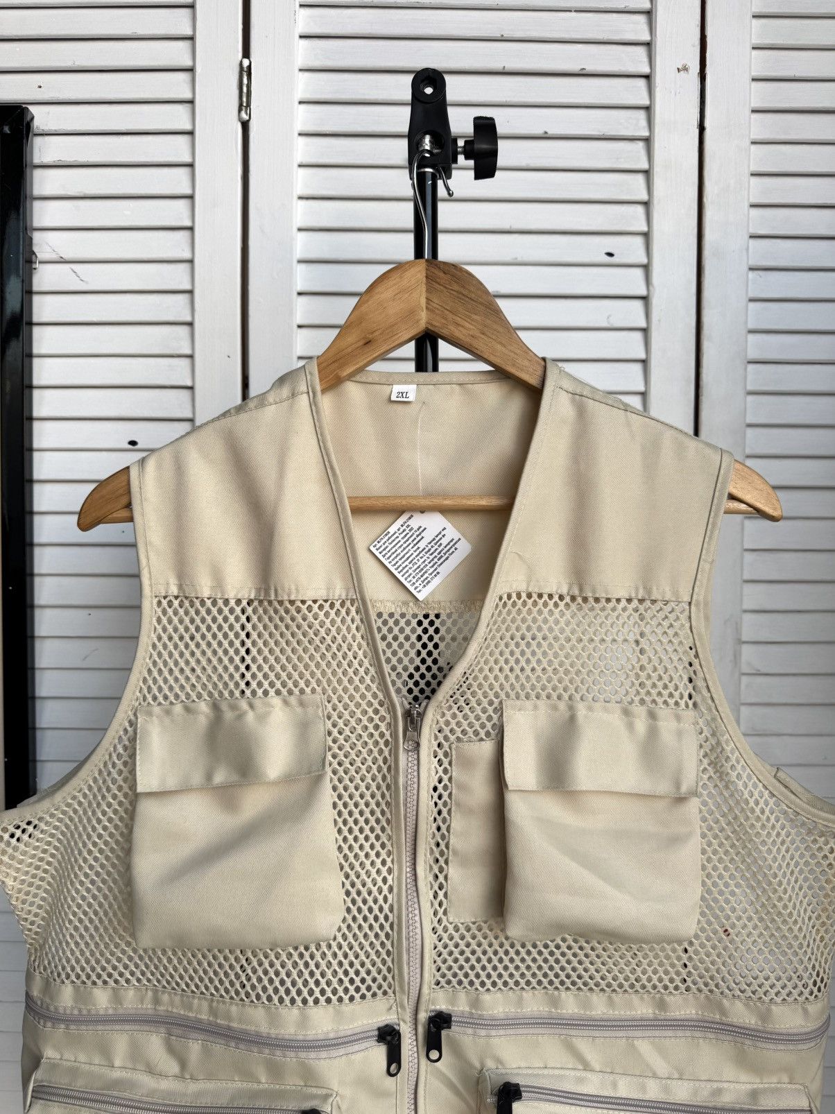 Vintage Utility Fishing Vest Mesh Multi Pocket Beige Tactical Size US XL / EU 56 / 4 - 6 Thumbnail
