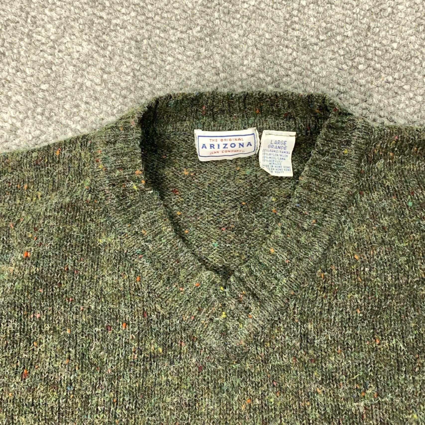 Vintage VINTAGE Arizona Sweater Mens Large Gray Striped V-Neck Long Sleeve Wool Blend Preppy Y2K Size US L / EU 52-54 / 3 - 2 Thumbnail