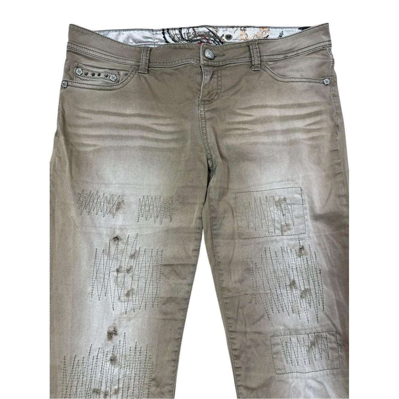 Guess Vintage Guess Olive Cropped Distressed Low Rise Jeans With Size 28" / US 6 / IT 42 - 6 Thumbnail