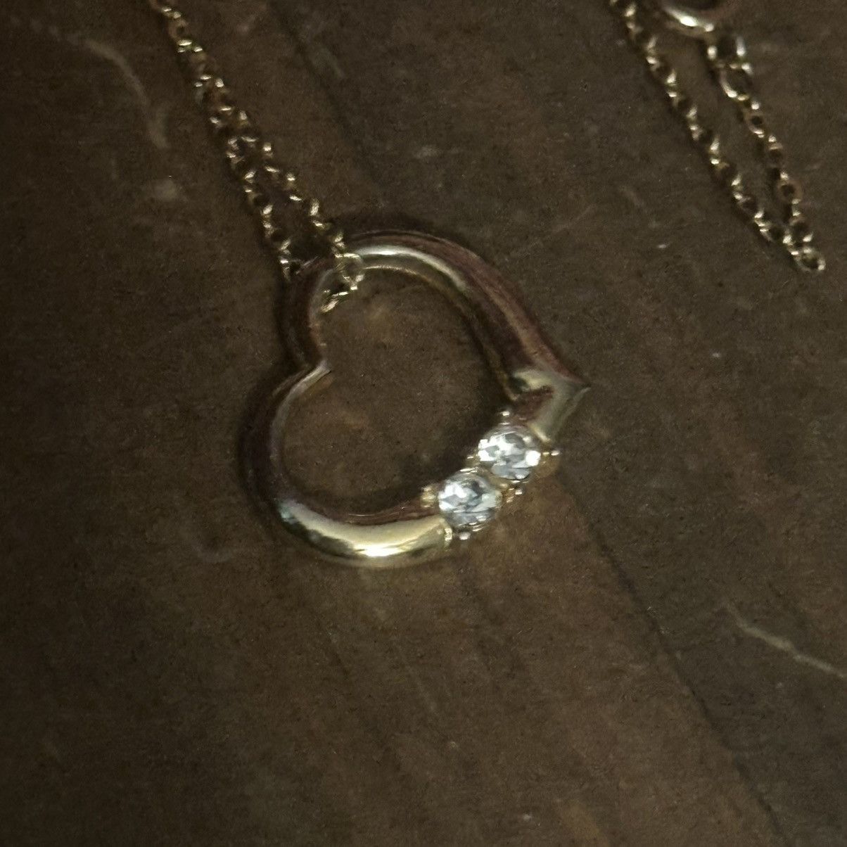 Vintage Vintage gold tone sliding rhinestone heart pendant necklace Size ONE SIZE - 4 Thumbnail