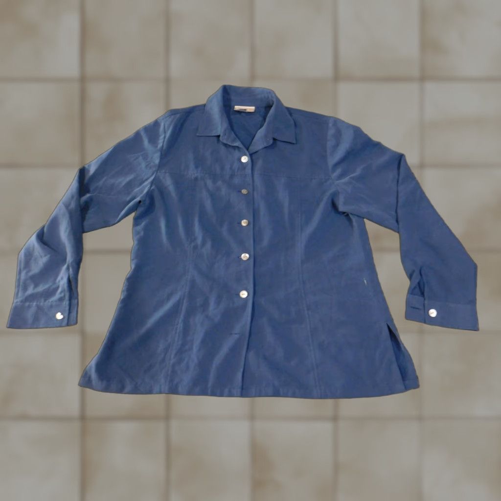 Coldwater Creek VINTAGE? No, item not vintage. Title should be: Coldwater Creek Shirt Womens Large Blue Collared Button Front Long Sleeve Tunic Size XL / US 12-14 / IT 48-50 - 1 Thumbnail