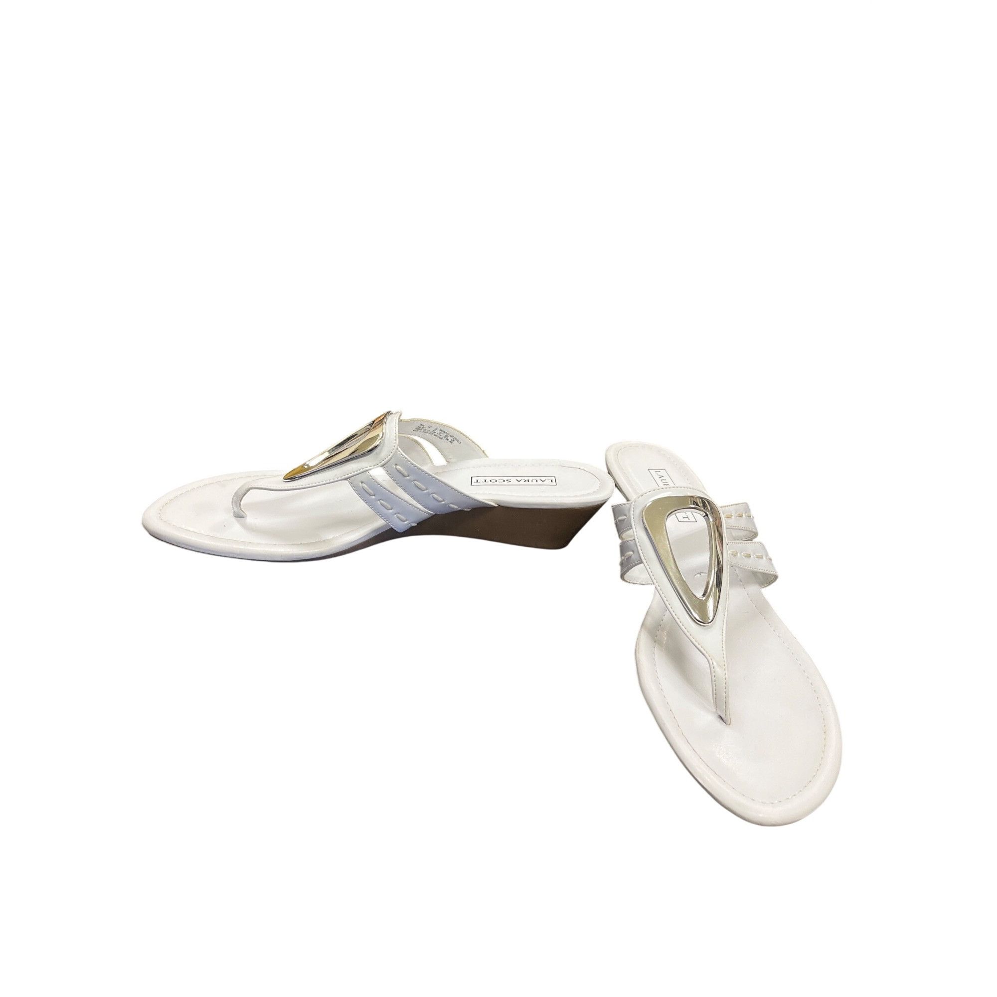 Other Laura Scott wms white silver accent slip open toe sandals sz Size US 9.5 / IT 39.5 - 2 Thumbnail