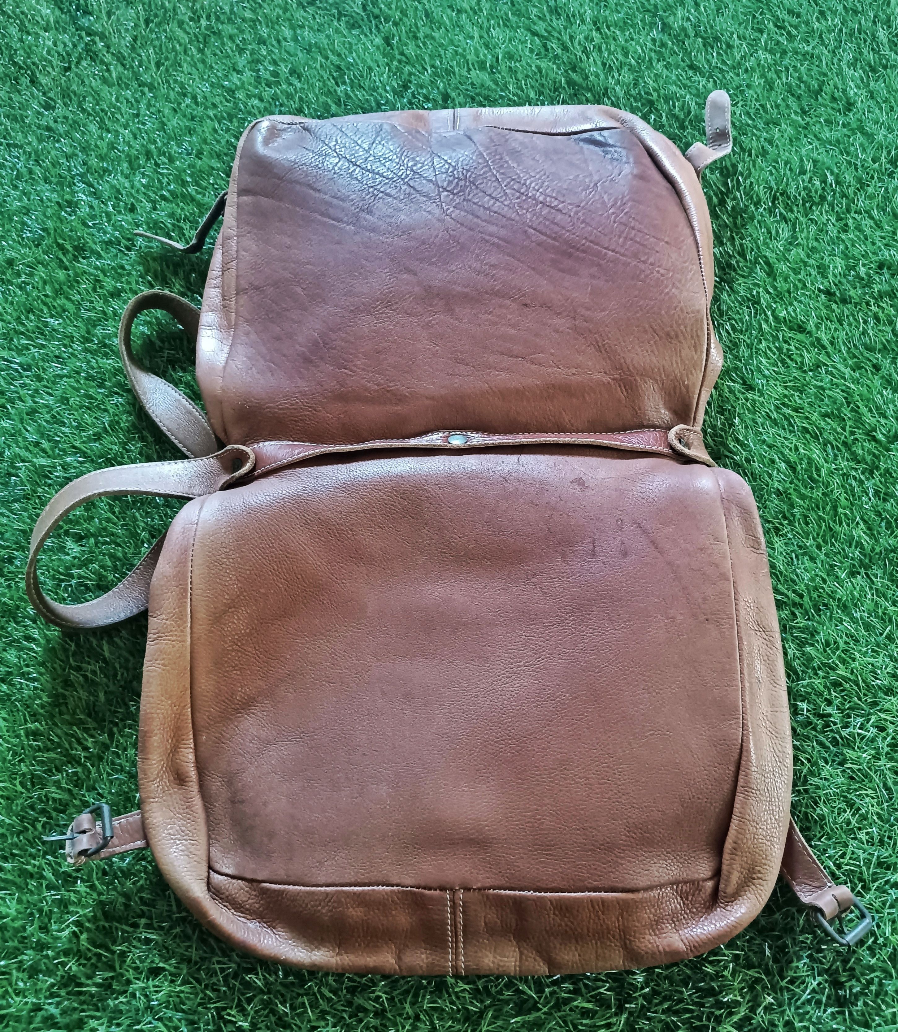Handmade × Leather HANDMADE LEATHER LARGE OVERSIZED CROSSBODY SLING BAG 2 FACE Size ONE SIZE - 9 Thumbnail