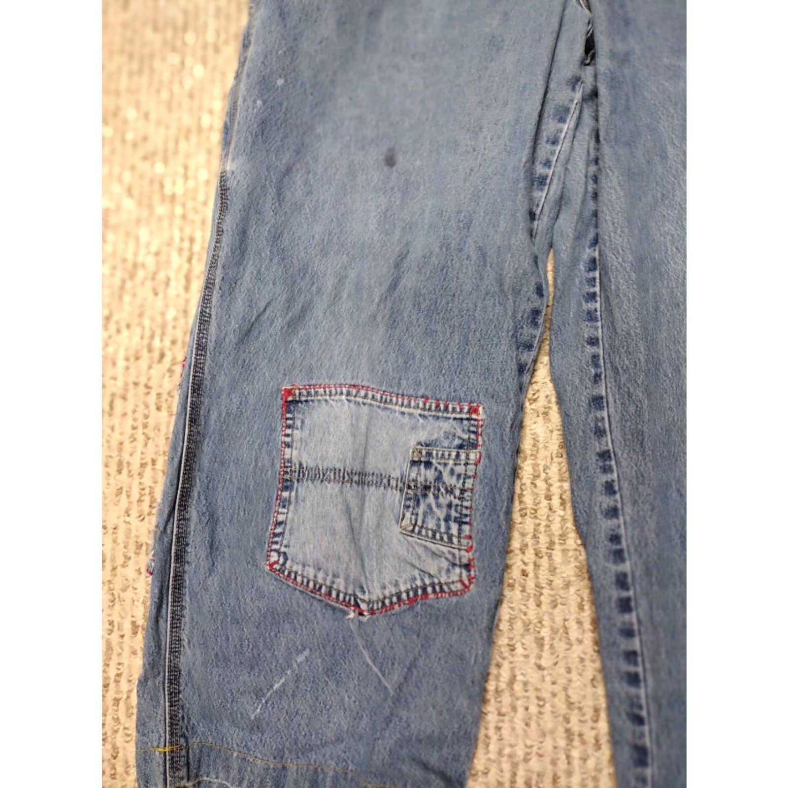 Vintage No Boundaries Bib Overalls Womens Juniors L Denim Distressed Pockets Stretch Casual Workwear Buttons Vintage: No Size 36" / US 14 / IT 50 - 3 Thumbnail