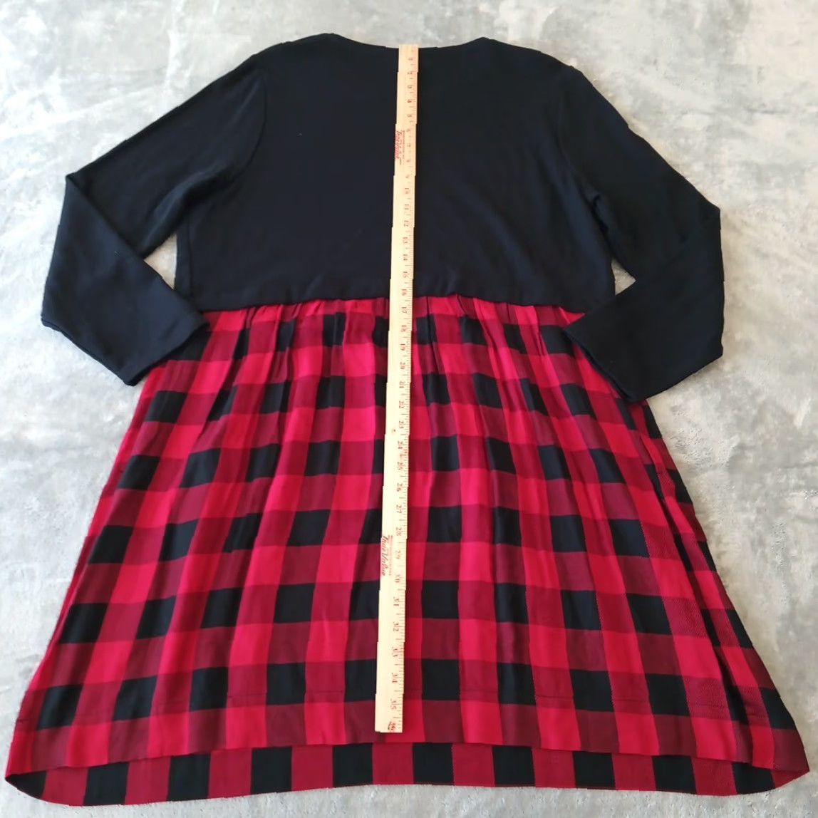 J. Jill J.Jill Dress Fit Flare XL Red Black Plaid Long Sleeve Pullover Pockets Size XL / US 12-14 / IT 48-50 - 5 Thumbnail