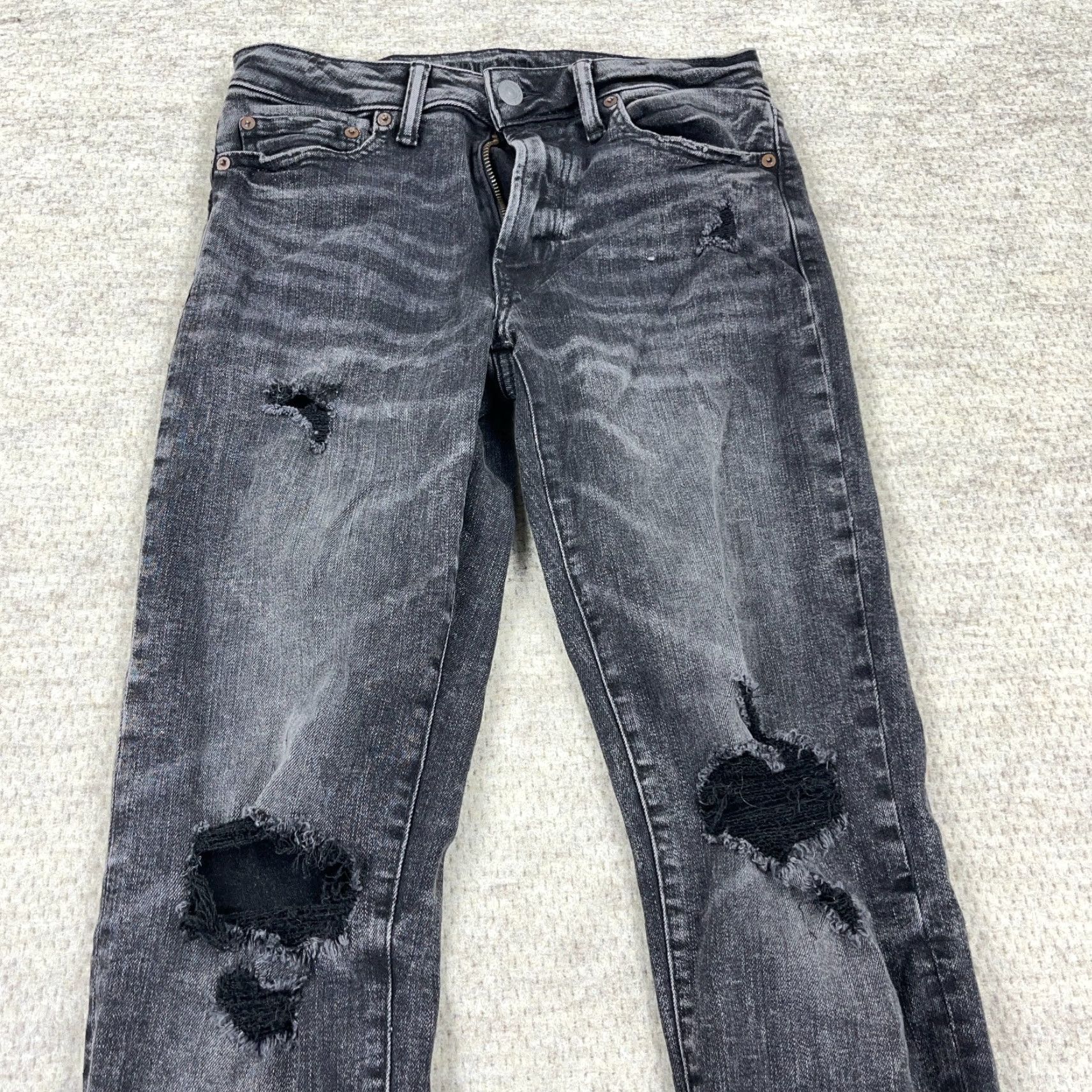 American Eagle Outfitters American Eagle Outfitters Jeans Men 30x32 Slim Fit Distressed Charcoal Wash 5-Pocket Denim Belt Loops 30 in inseam Slim Straight Black Size US 30 / EU 46 - 4 Thumbnail