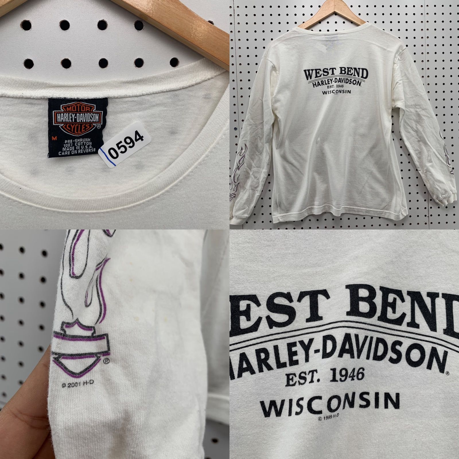 Harley Davidson VINTAGE Harley-Davidson Motorycle Shirt Womens M Made USA White 100% Cotton Long Sleeve Motorcycle casual Womens Medium Shirt Size M / US 6-8 / IT 42-44 - 8 Thumbnail