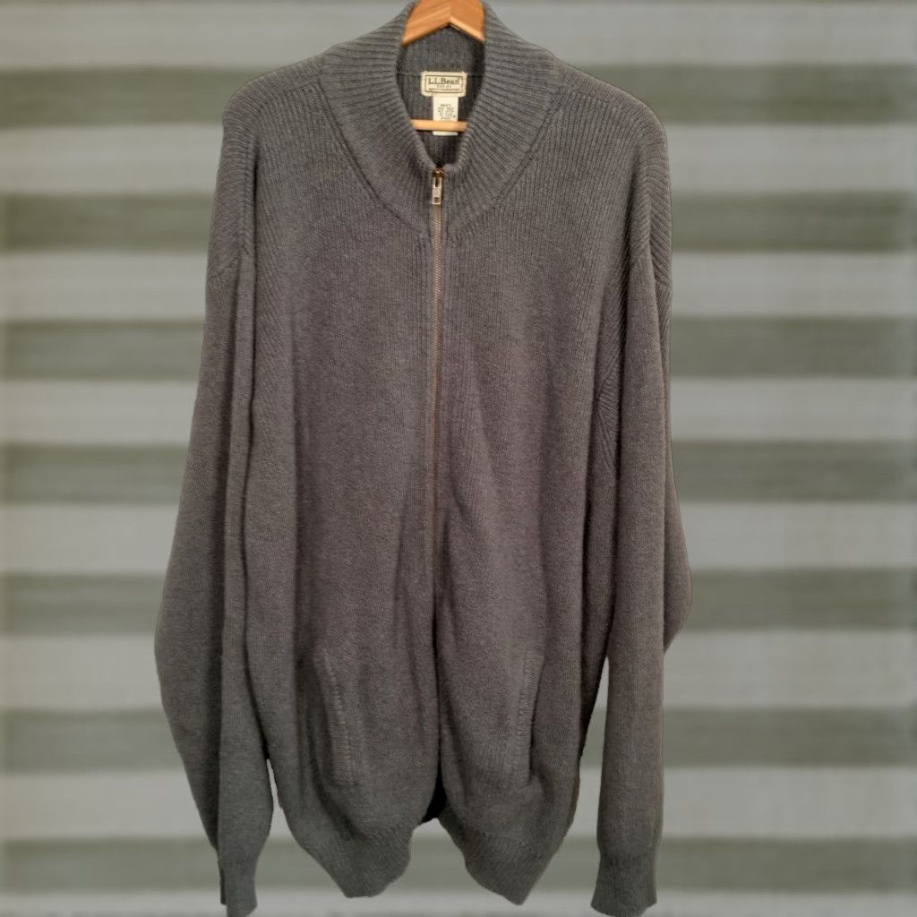 Vintage VINTAGE LL Bean Cardigan Sweater Men 2XL Gray Full Zip Mock Neck Classic Cotton Knit Size US XXL / EU 58 / 5 - 1 Thumbnail