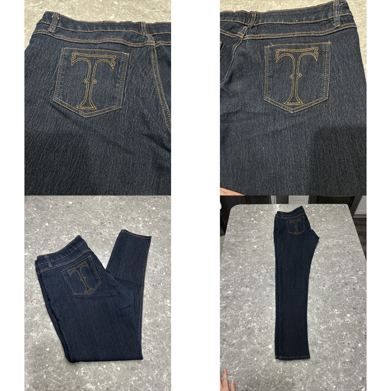 Trippen Tripp NYC Jeans Skinny Dark Wash JN2972 38x31 Size 15 Women Denim Logo Embroidered T Tag Vintage No Size 36" / US 14 / IT 50 - 11 Thumbnail